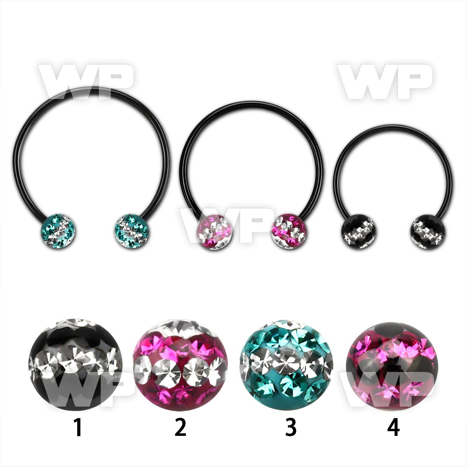 cbmtfd6l xxl black steel cbr 6mm multi crystal ball w triple line