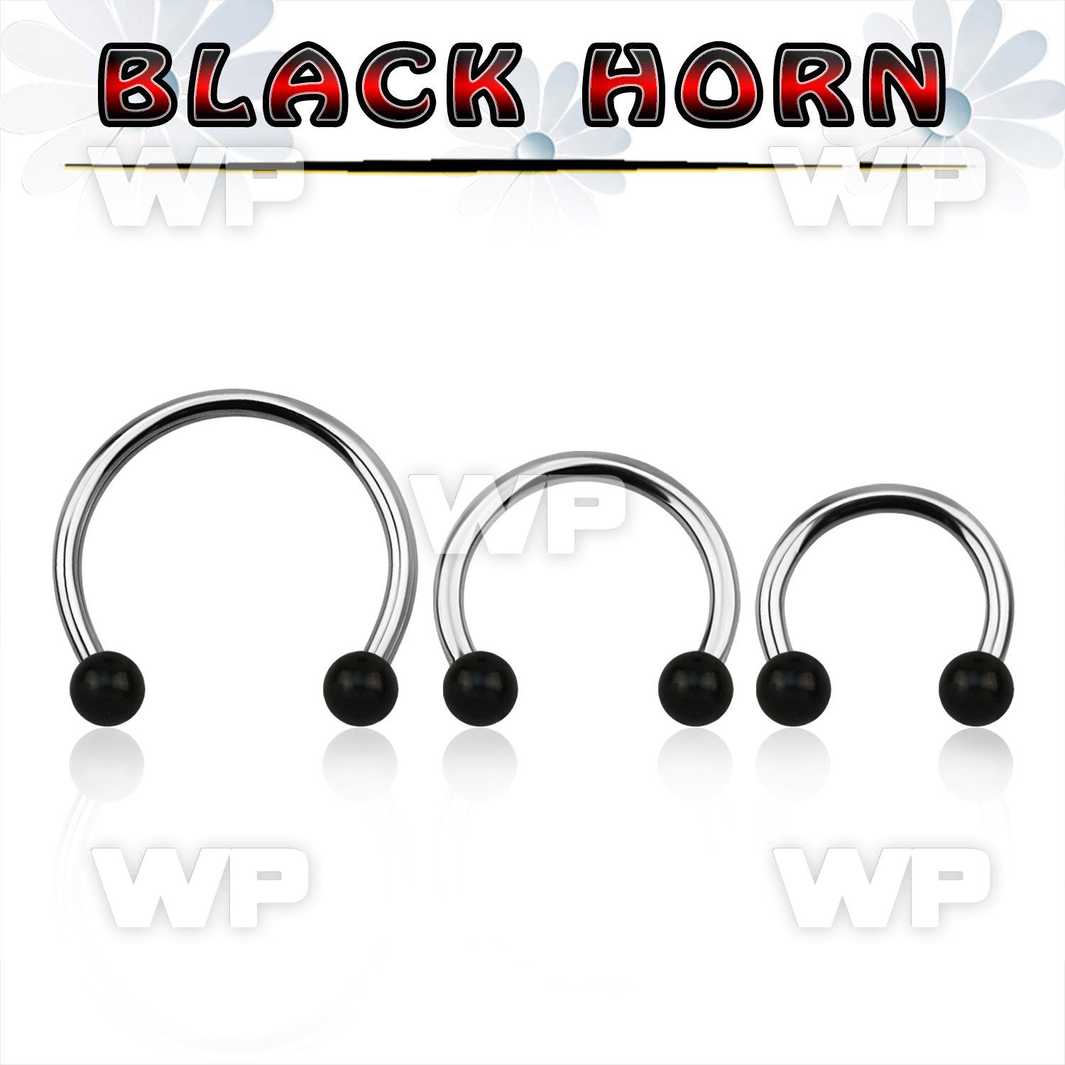 cbmwk5l xxl steel cbr, 14g w 5mm black horn wood balls