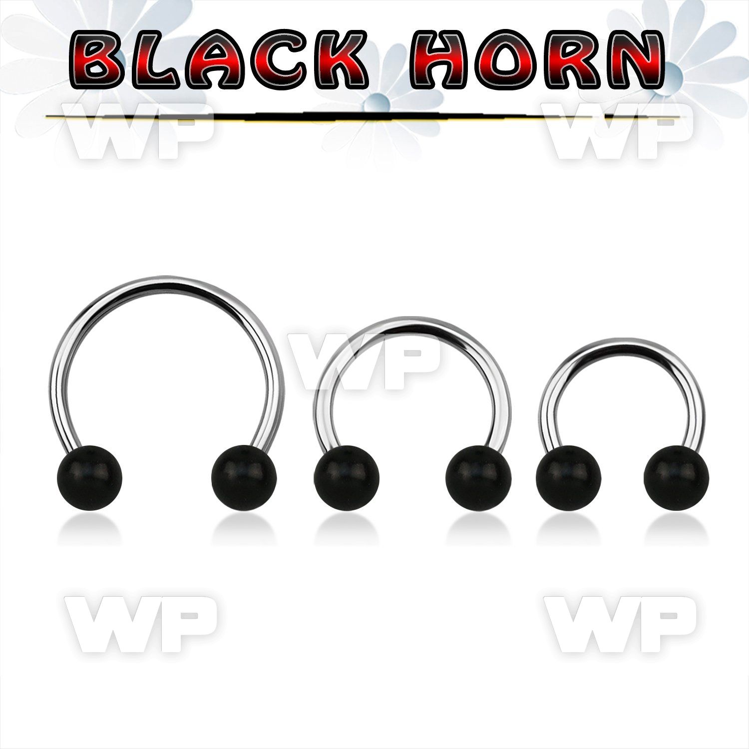 cbmwk8l xxl steel cbr, 14g w 8mm black horn wood balls