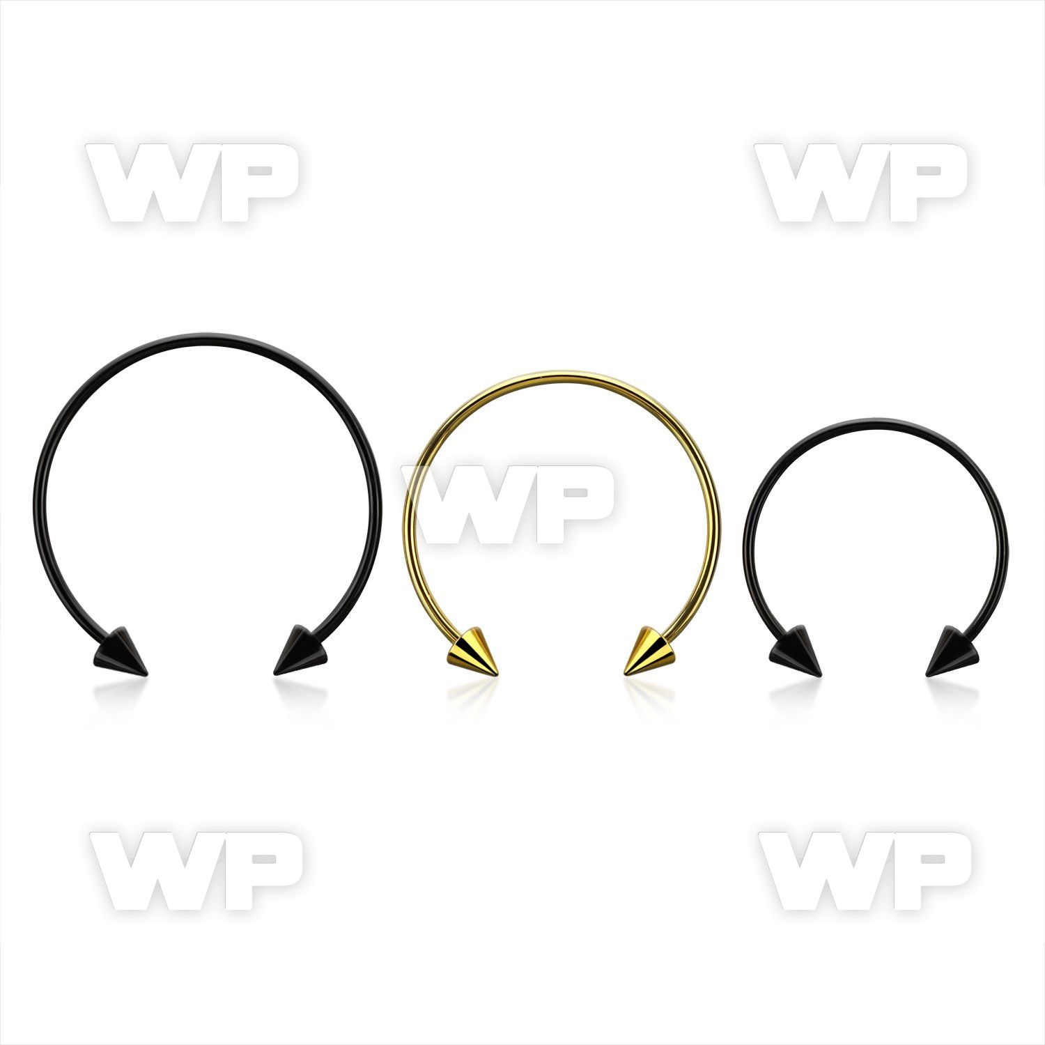 cbstcn3l xxl anodized steel circular barbell, 16g w 3mm cones