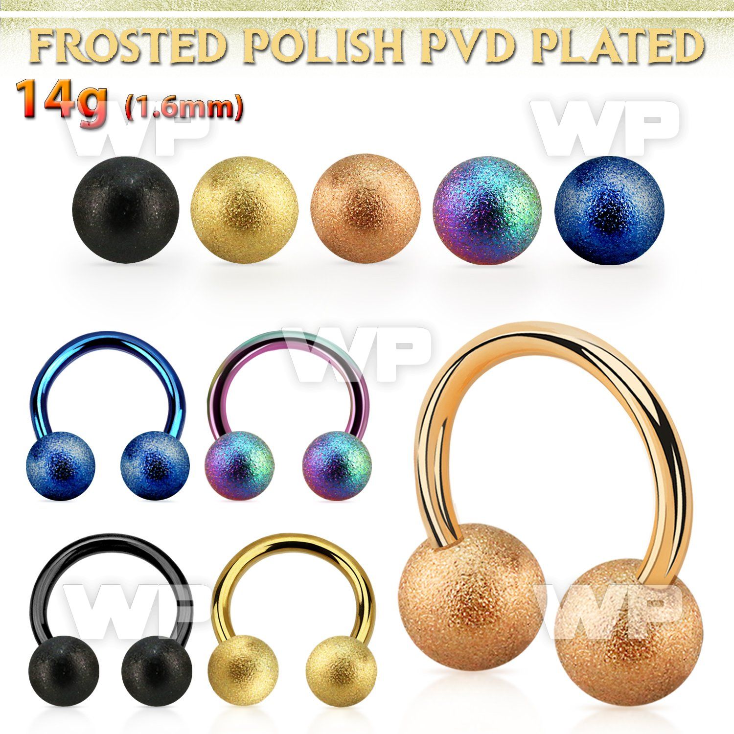 cbtfo6 anodized steel circular barbell w 6mm frosted steel ball