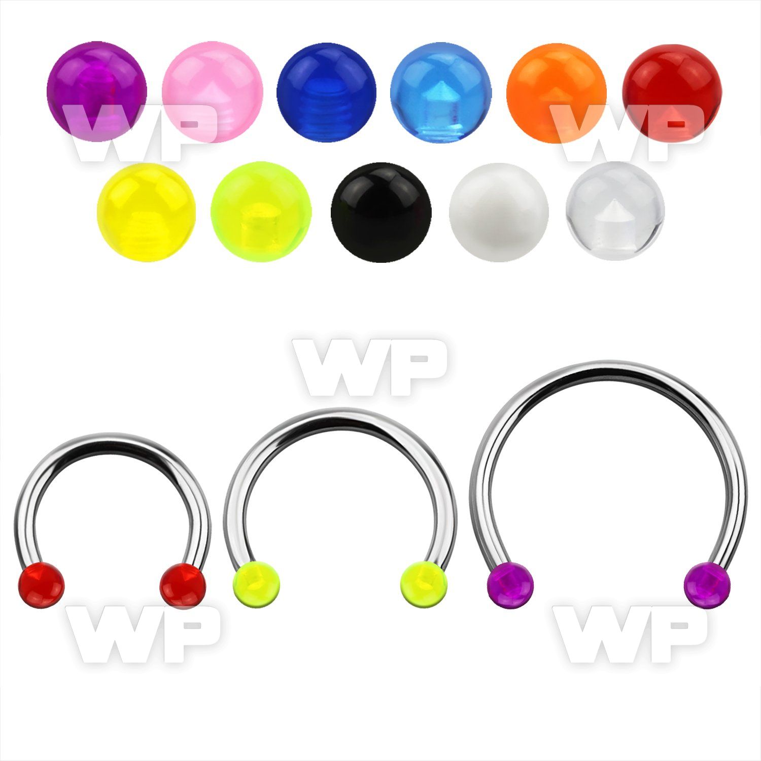 cbuvb4l xxl steel circular barbell, 14g w 4mm uv balls