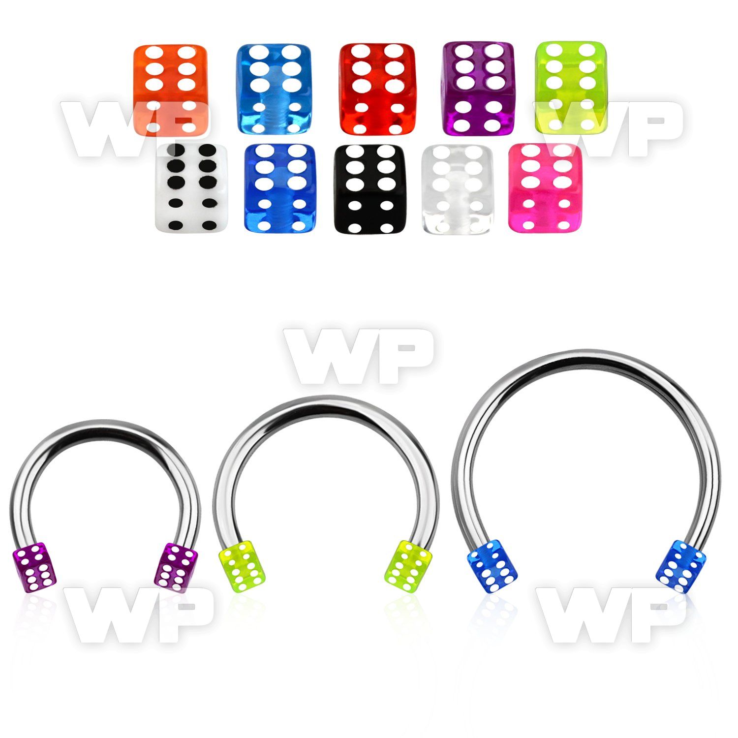 cbuvdi4l xxl steel circular barbell, 14g w 4mm uv dices