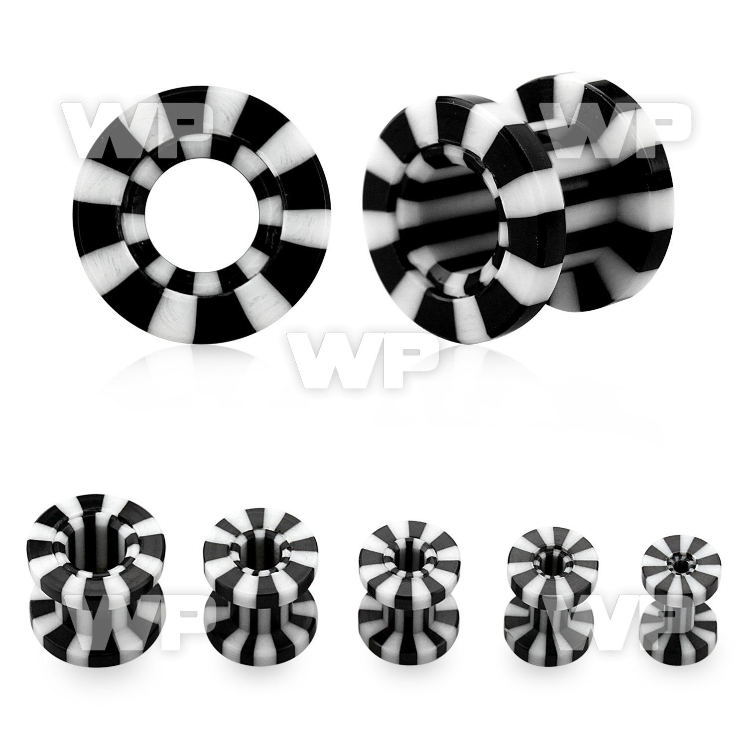 d7m acrylic screw fit flesh tunnel black white stripes ear lobe piercing