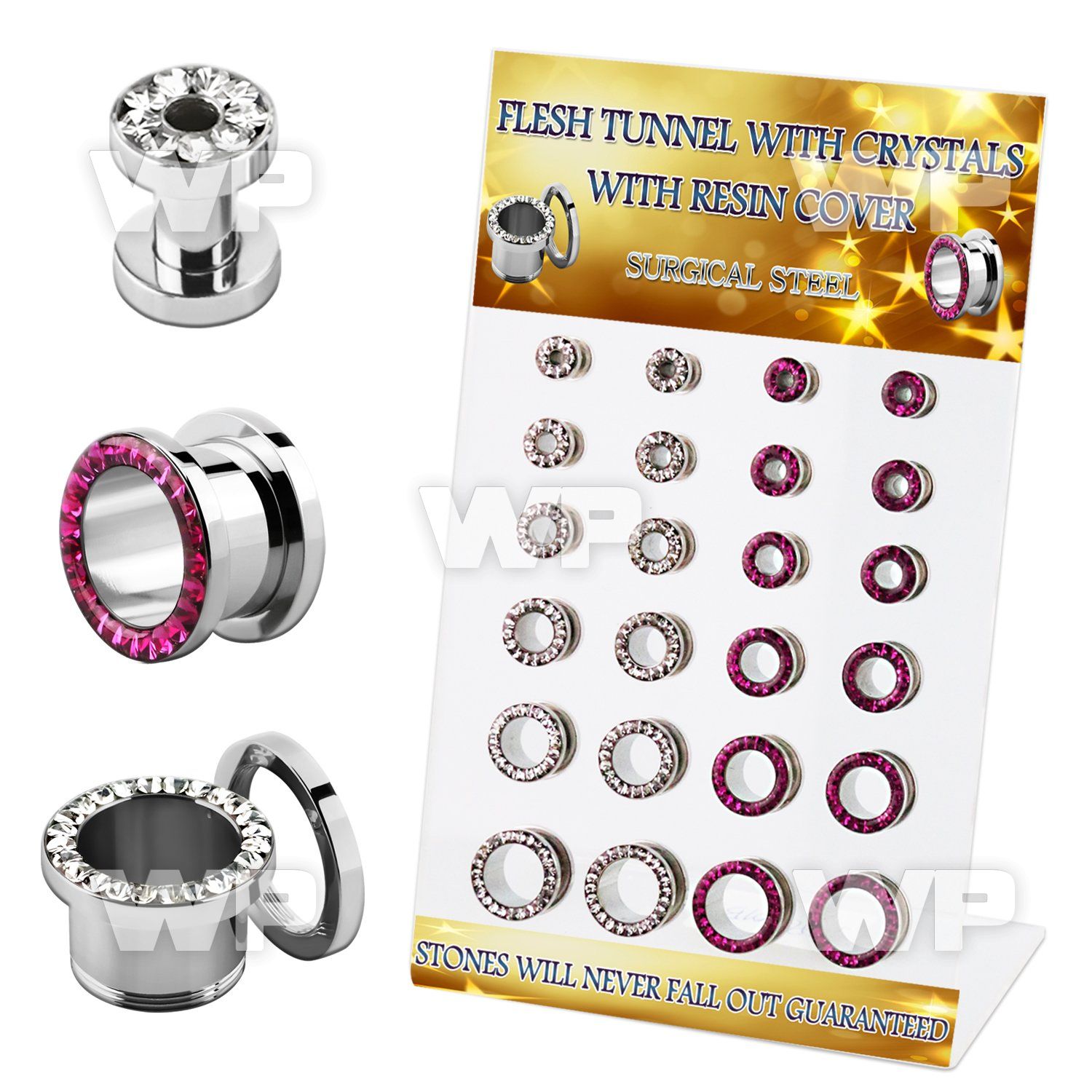 dapg101b board w 316l steel flesh tunnel w crystal rim w resin