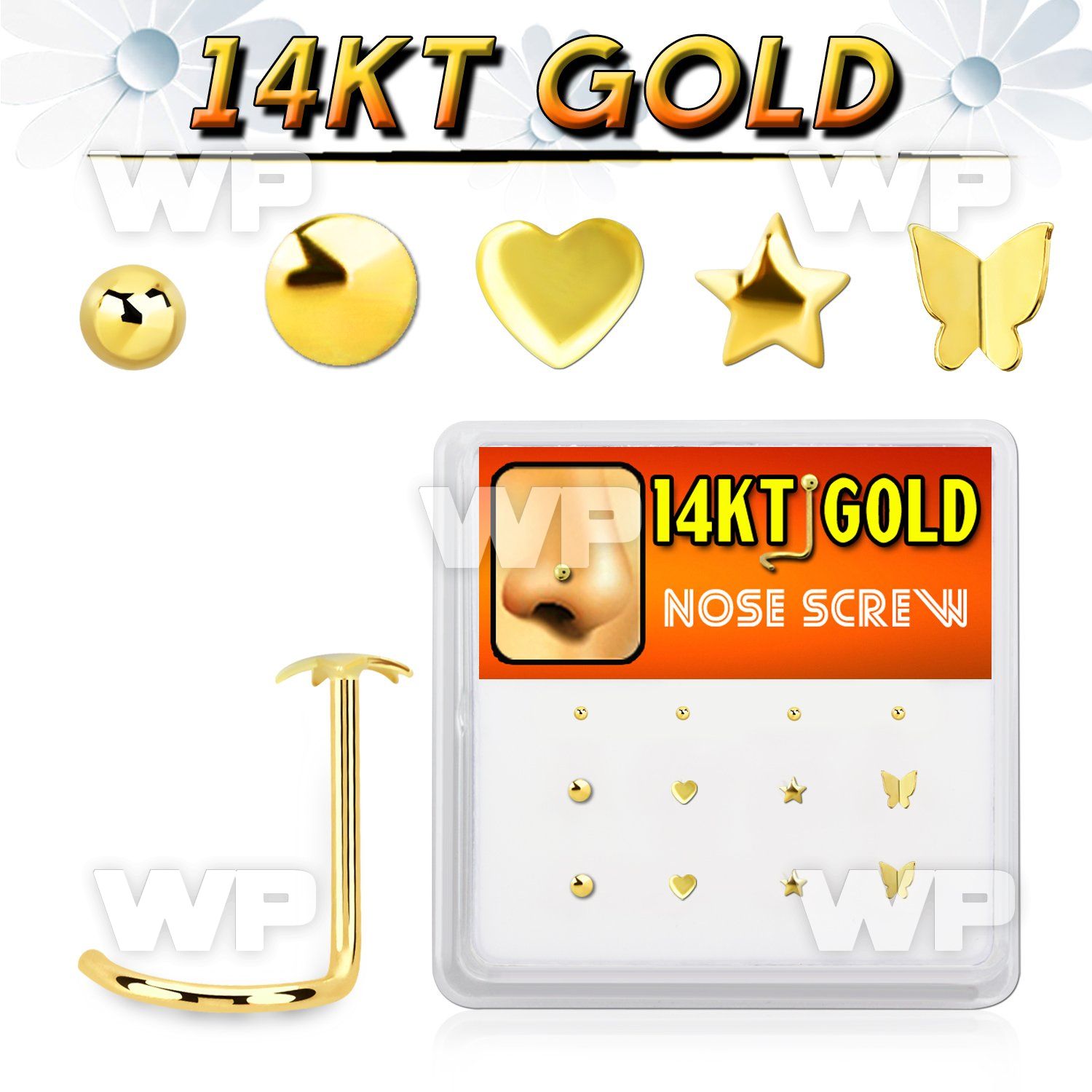 dgsc16 box w 14kt gold nose screw w 3mm cz stones in mix shape