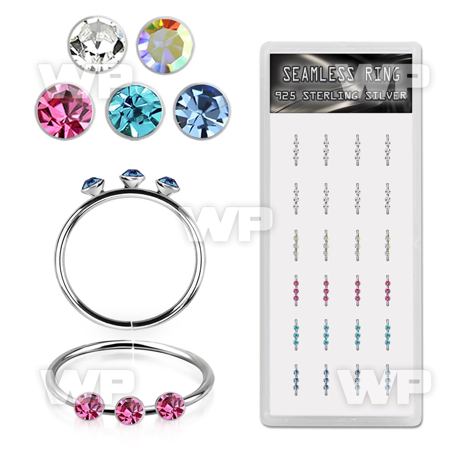 dhma9 small board silver seamless ring with cz in clear color
