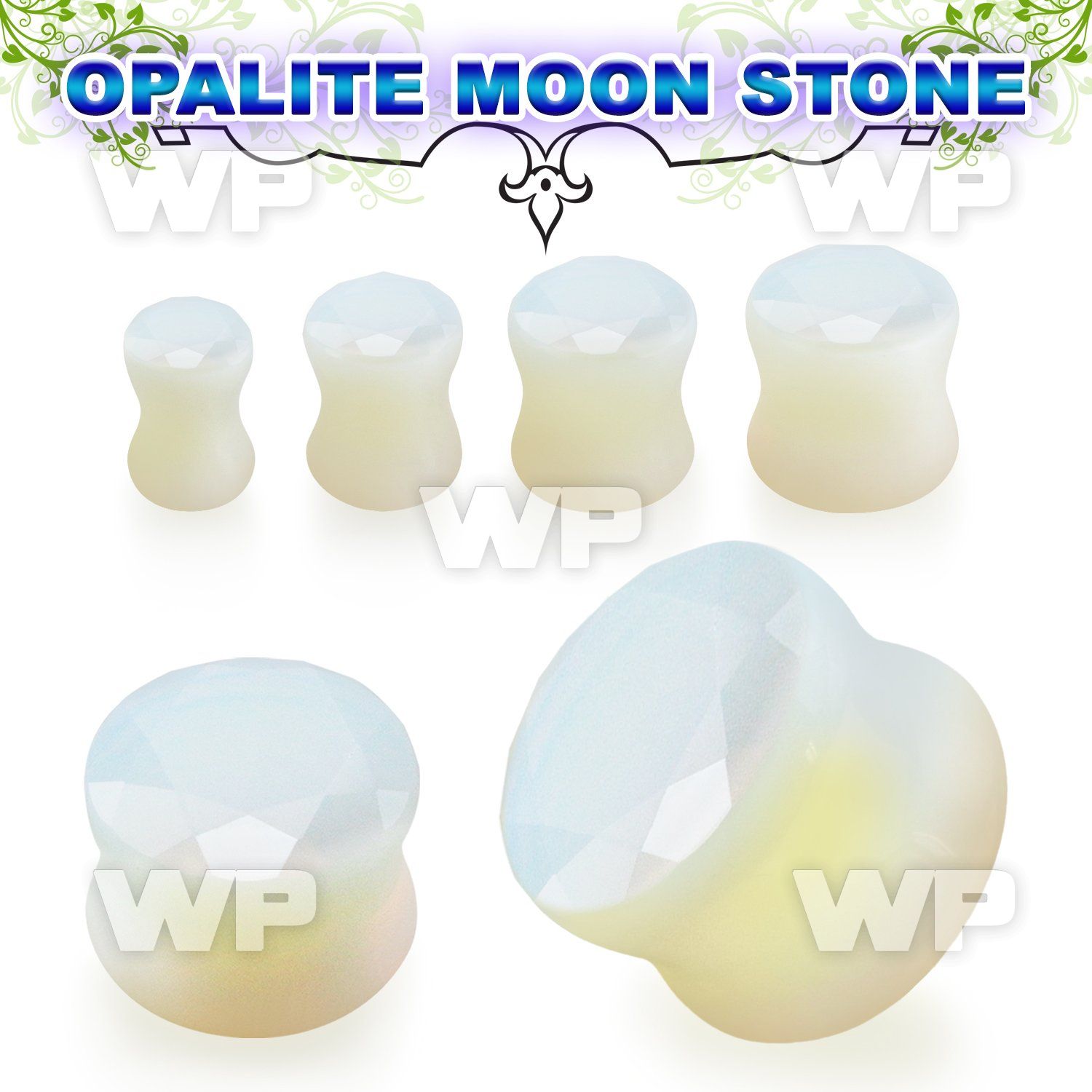 di37 opalite moonstone double flared plug faceted cut
