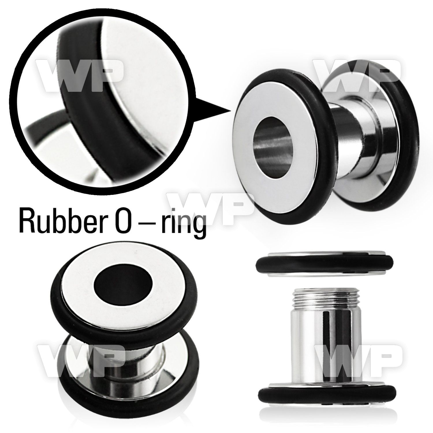 dm5 surgical steel screw fit flesh tunnel black o ring ear lobe piercing