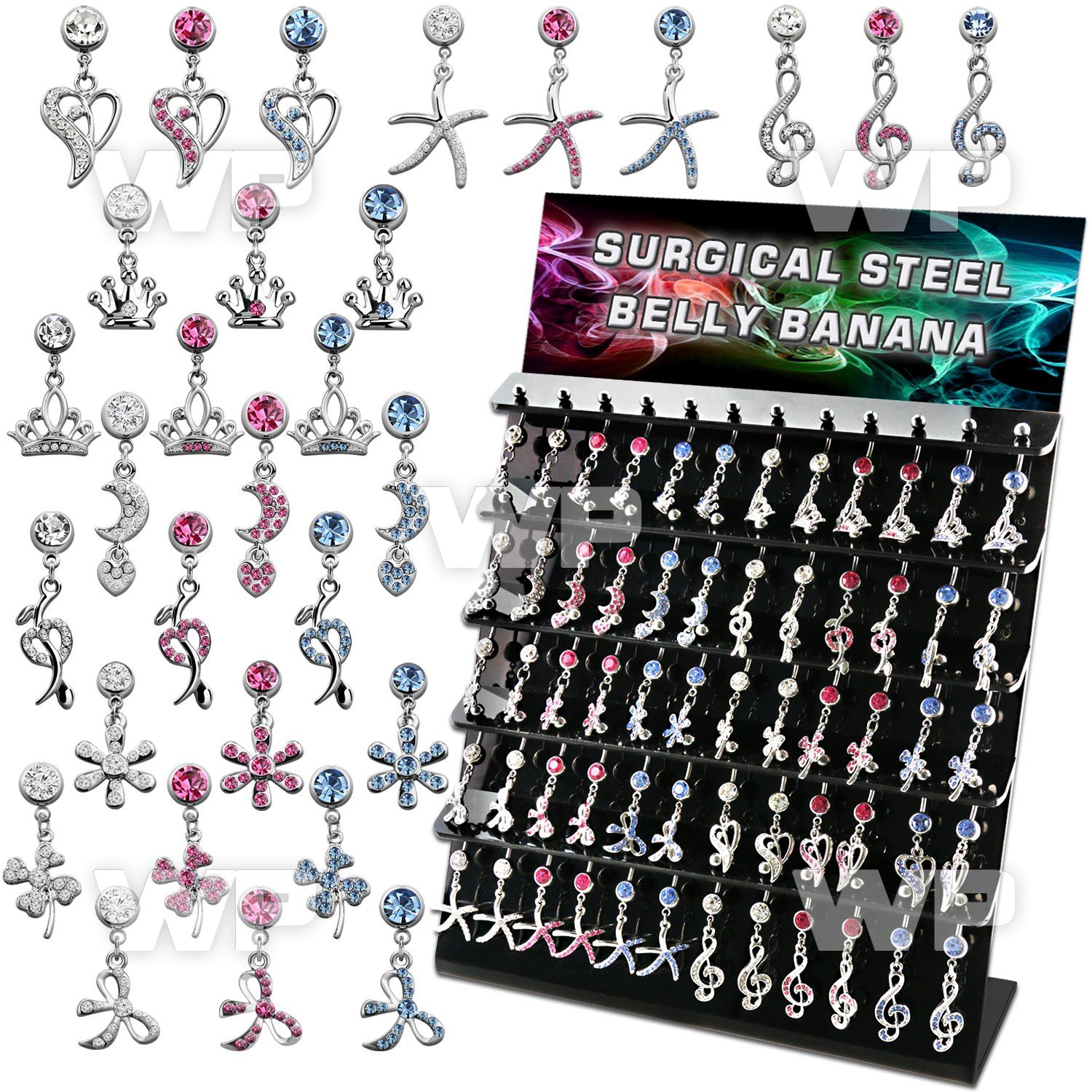 dmcd8 display w 60 steel belly bananas w mixed cute danglings