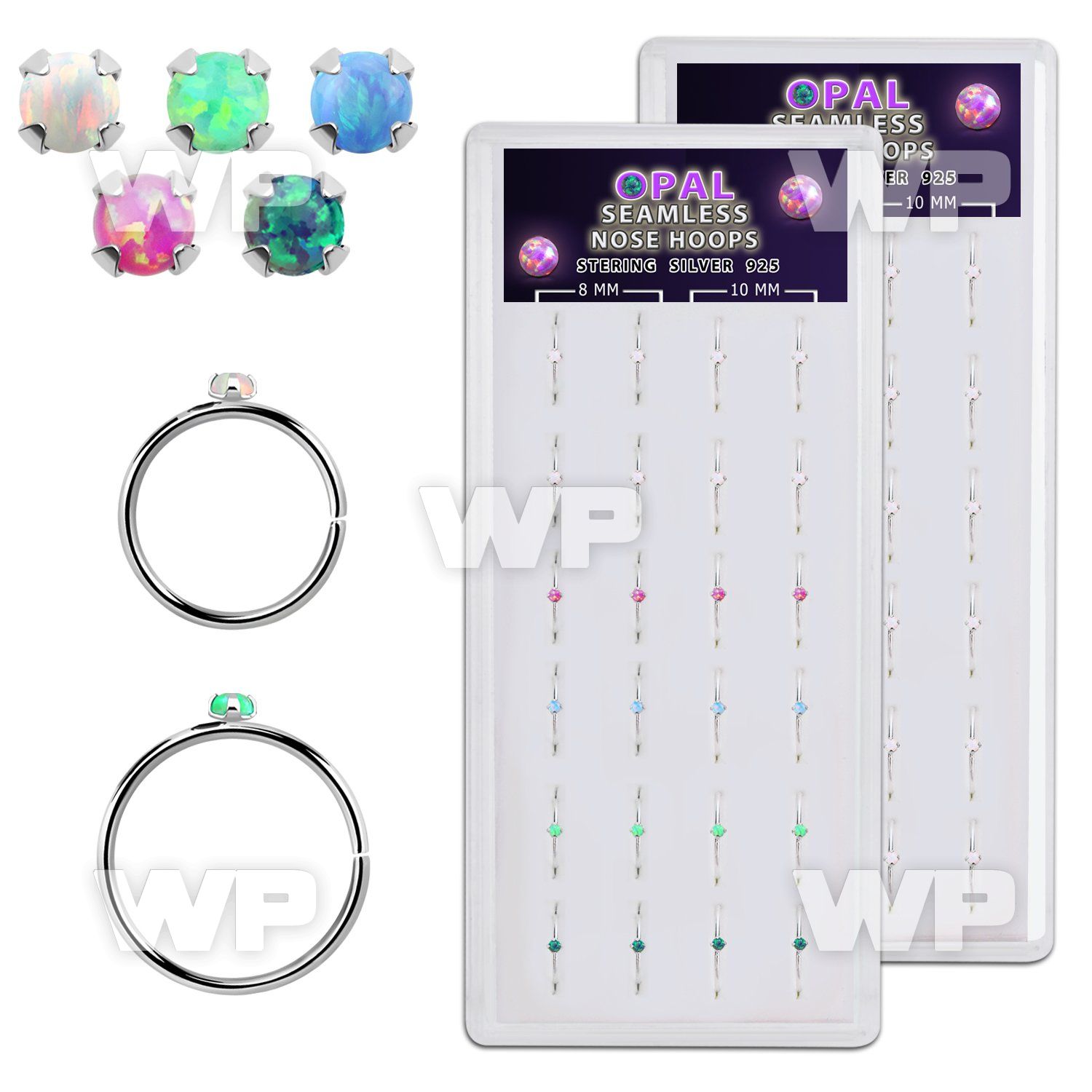 dnsm153 box w 40 silver seamless nose hoop 1.5mm synthetic opal