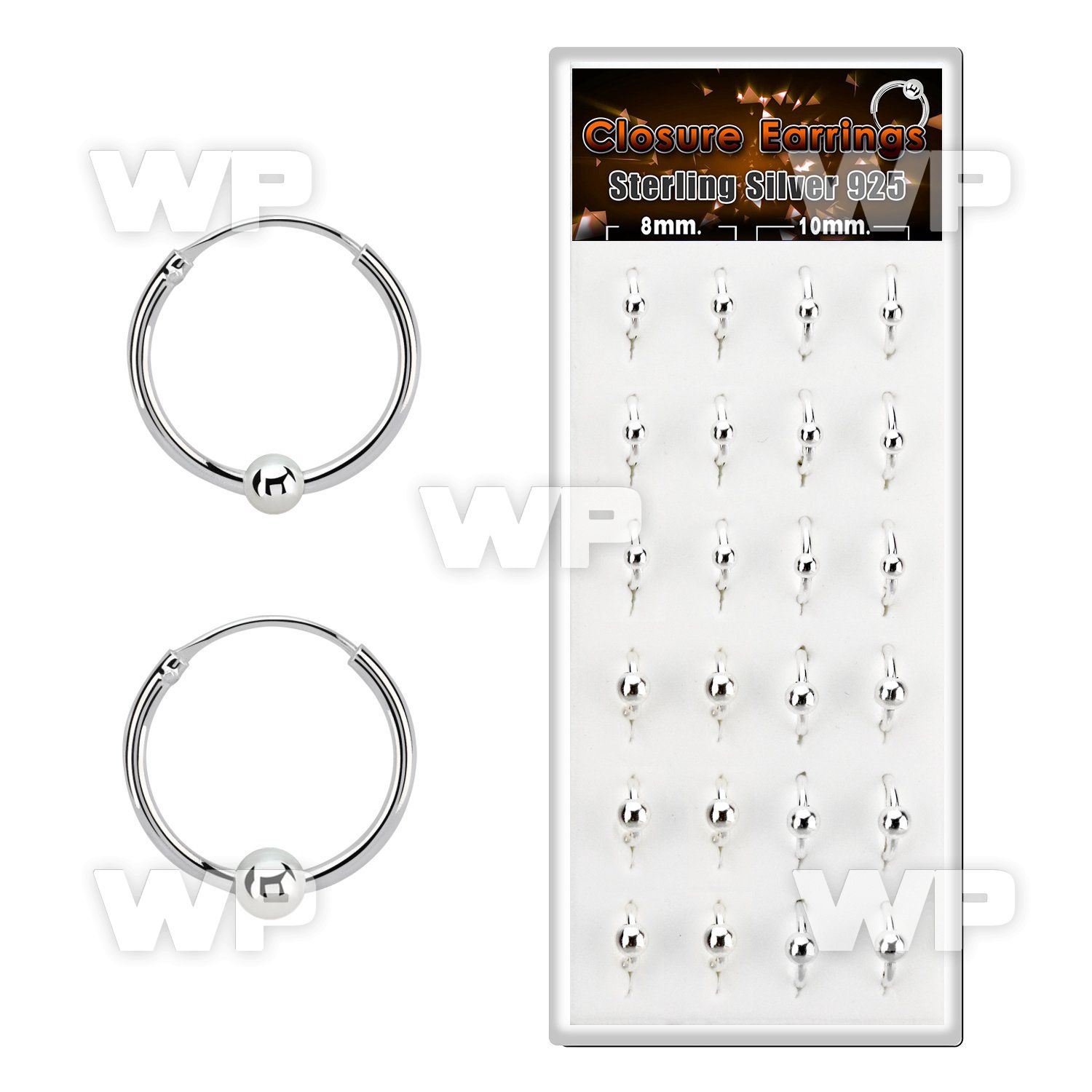 dnsm167 box w 12 silver ball closure earrings 16g 3 4mm balls