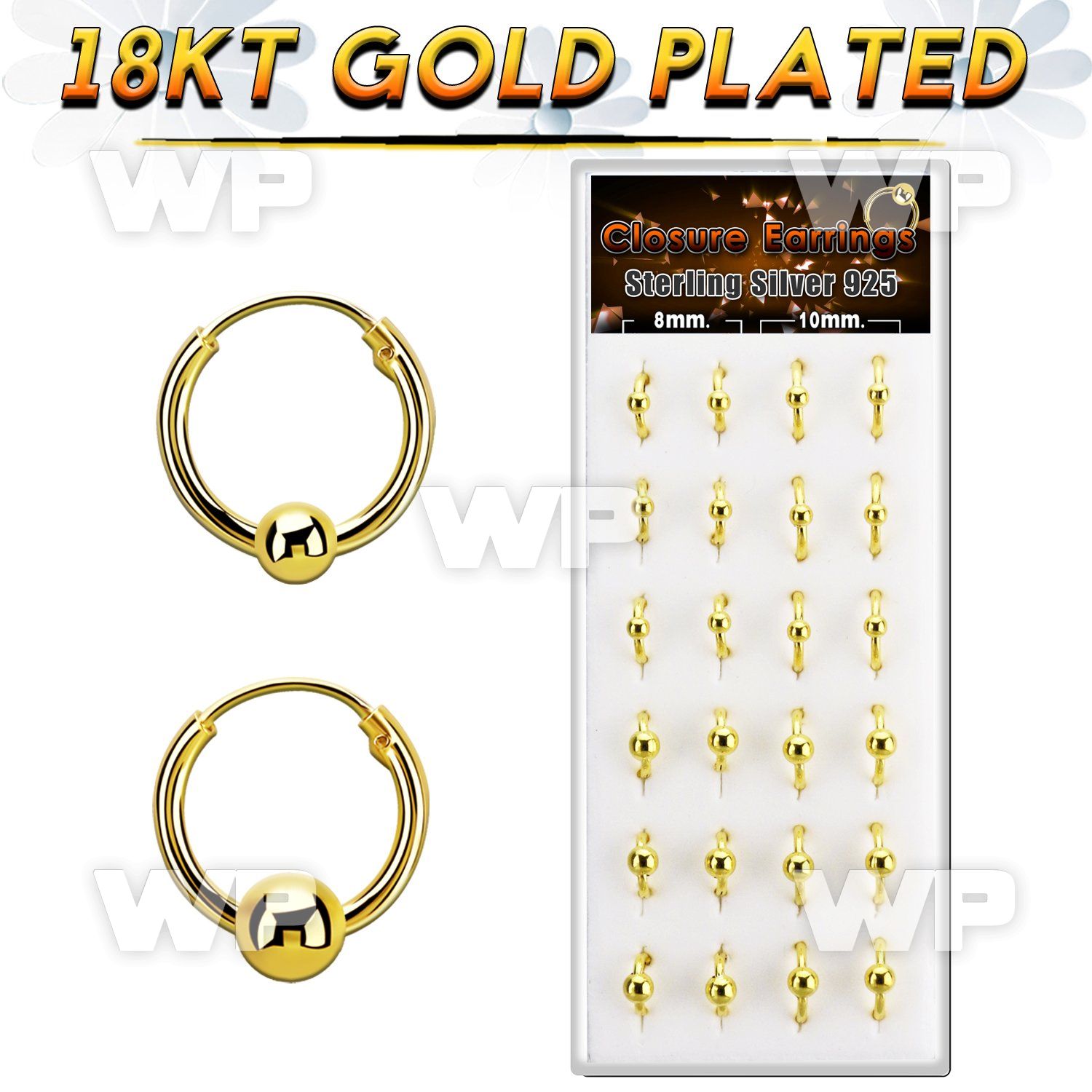 dnsm169 box w 12 gold silver ball closure earring 16g 3 4mm ball