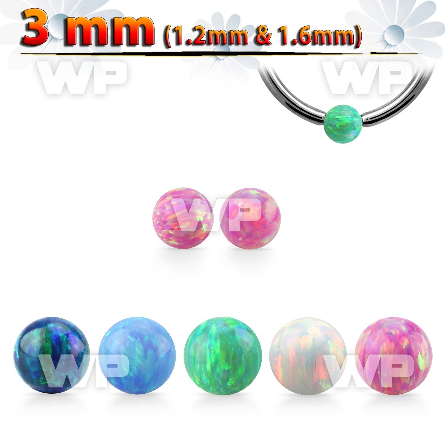 dpo3 3mm synthetic opal dimple ball for ball closure rings