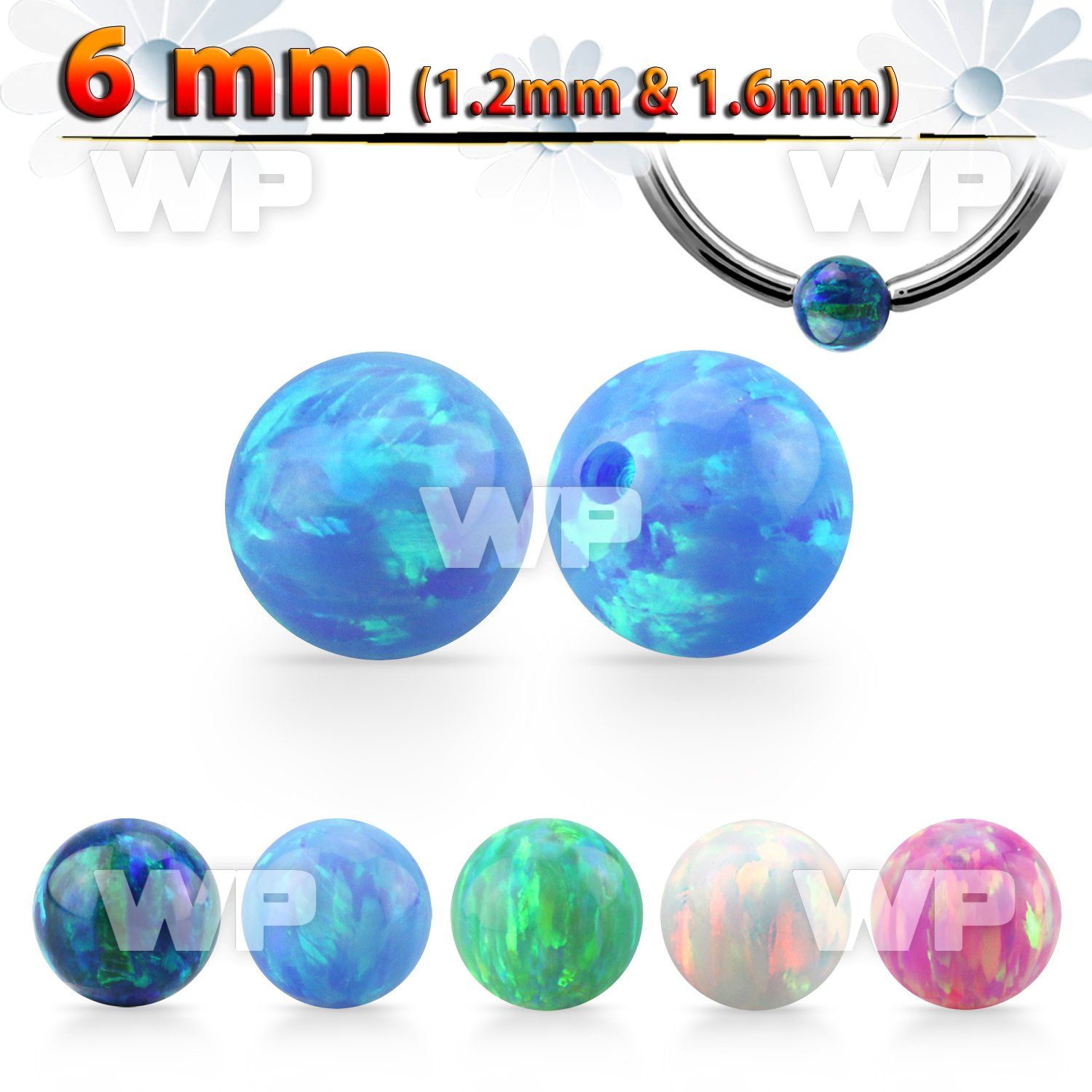 dpo6 6mm synthetic opal dimple ball for ball closure rings