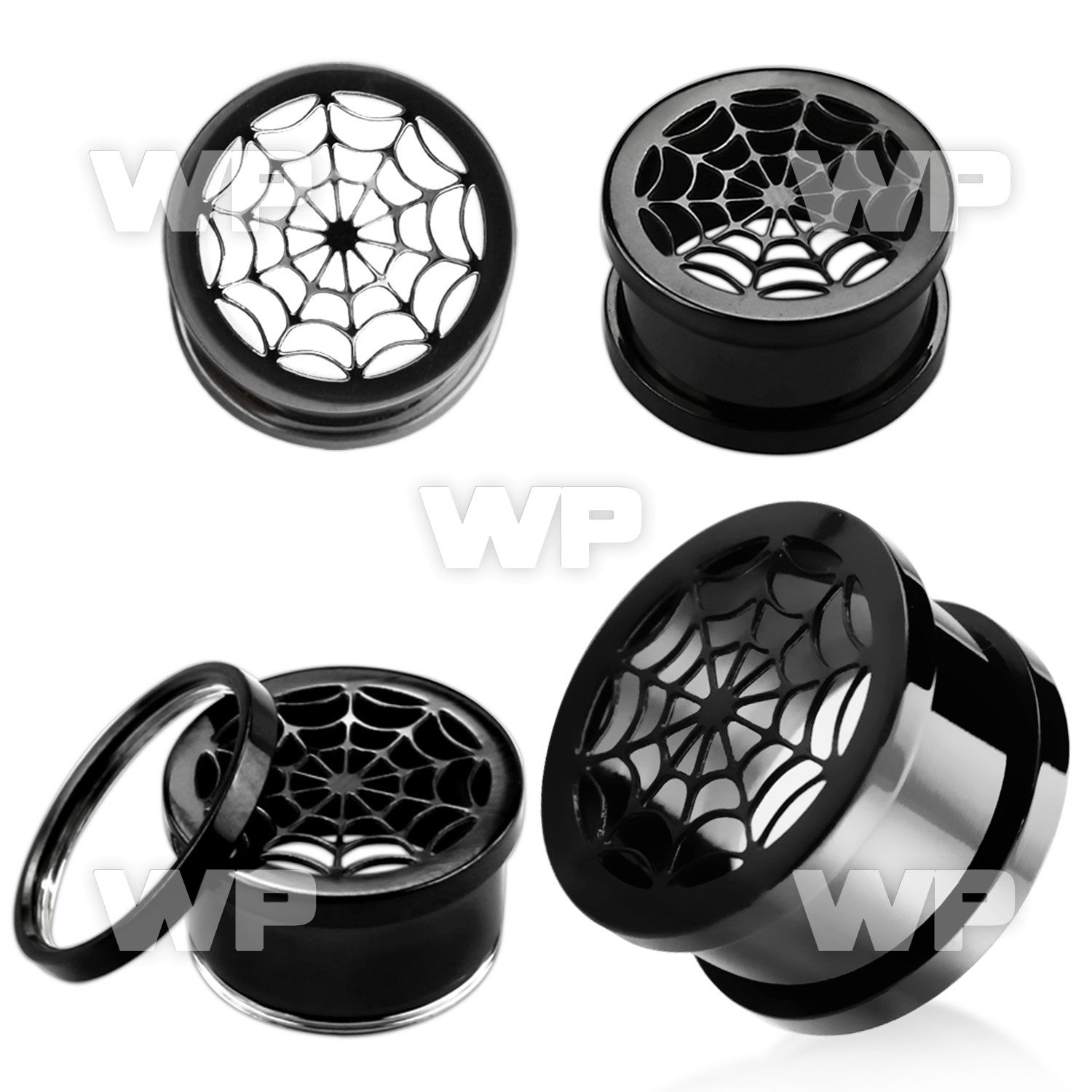 dr3mo black ion plated surgical steel screw fit flesh tunnel ear lobe piercing