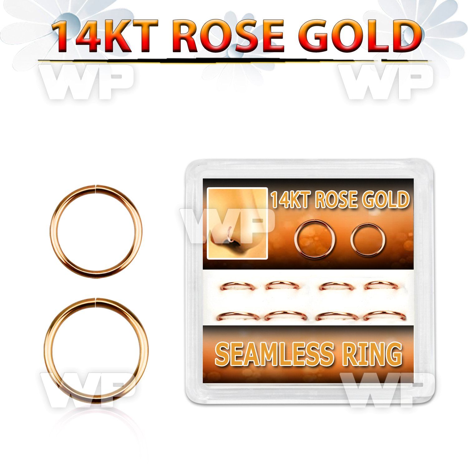 drsel1 box w 8 pieces of 14k rose gold seamless rings 0.8mm 