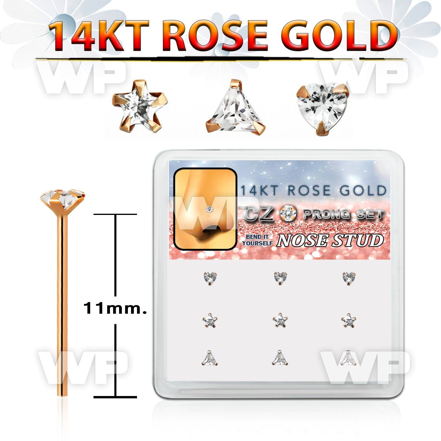 drys25 box 14k rose gold bend it yourself nose stud w mix top