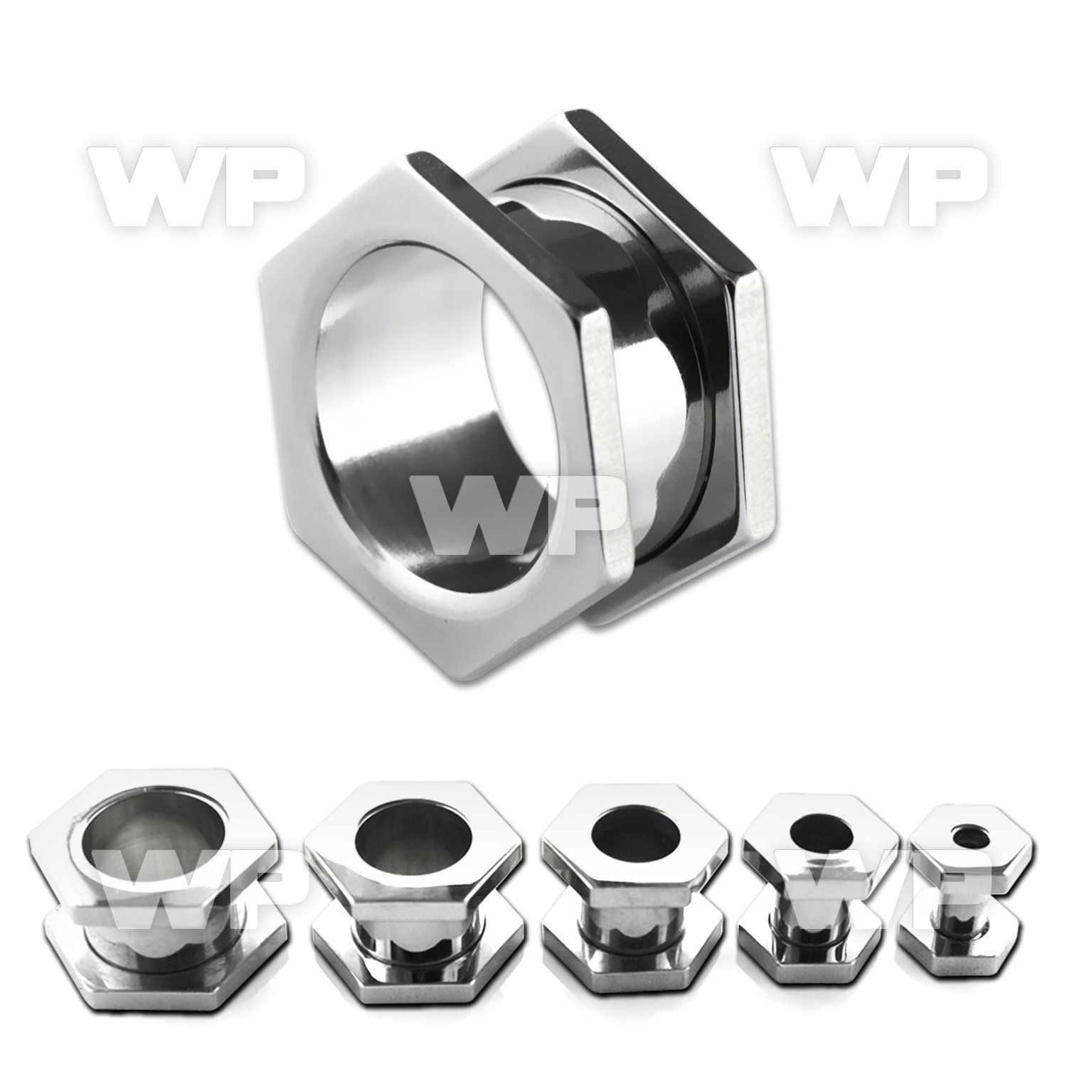 dvmi surgical steel screw fit flesh tunnel in hexagon screw ear lobe piercing