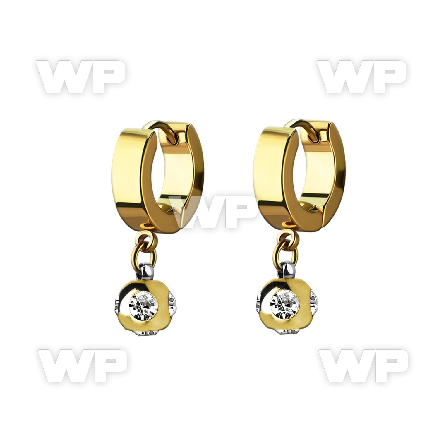 ergmjt6 gold steel huggies earrings w 6mm multi jewel ball
