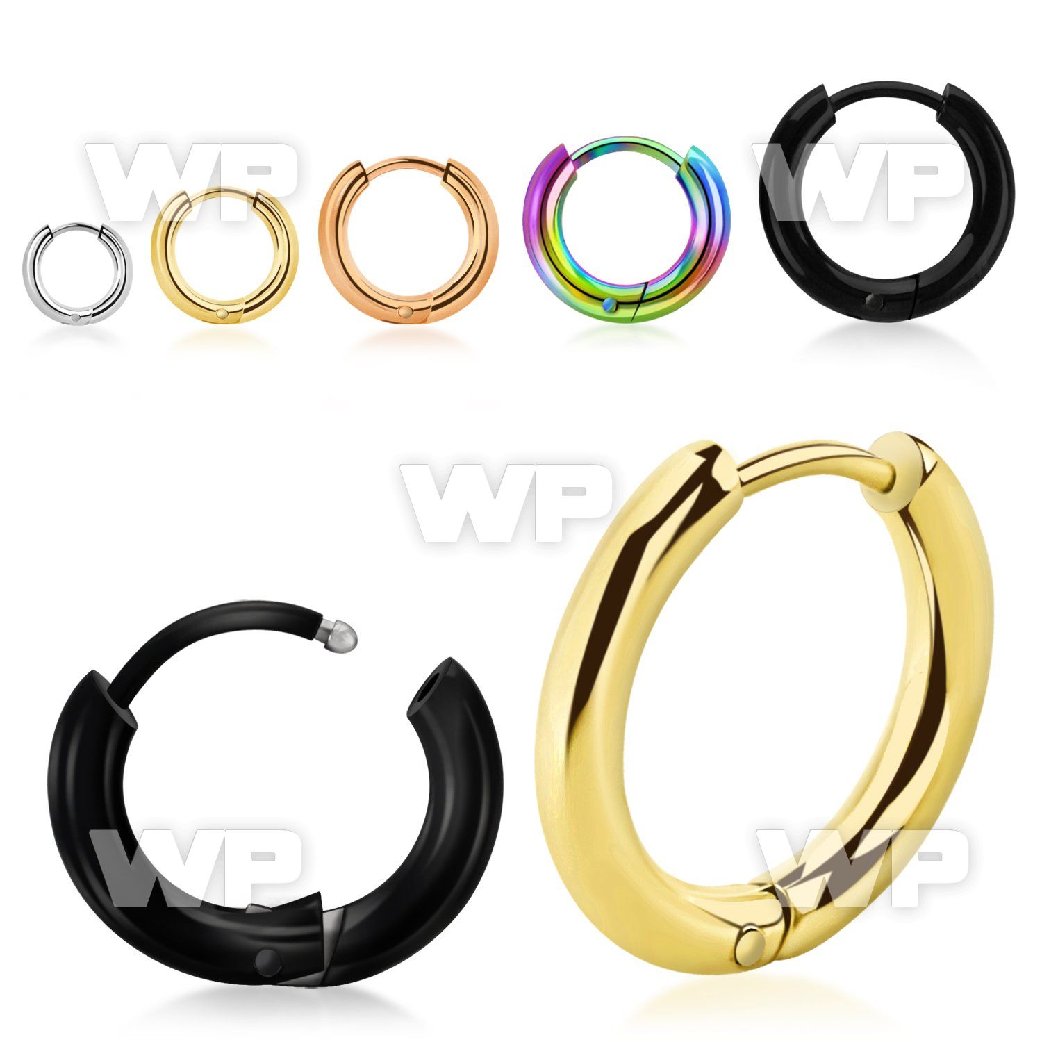 erhop pair of stainless steel hinged hoop huggies