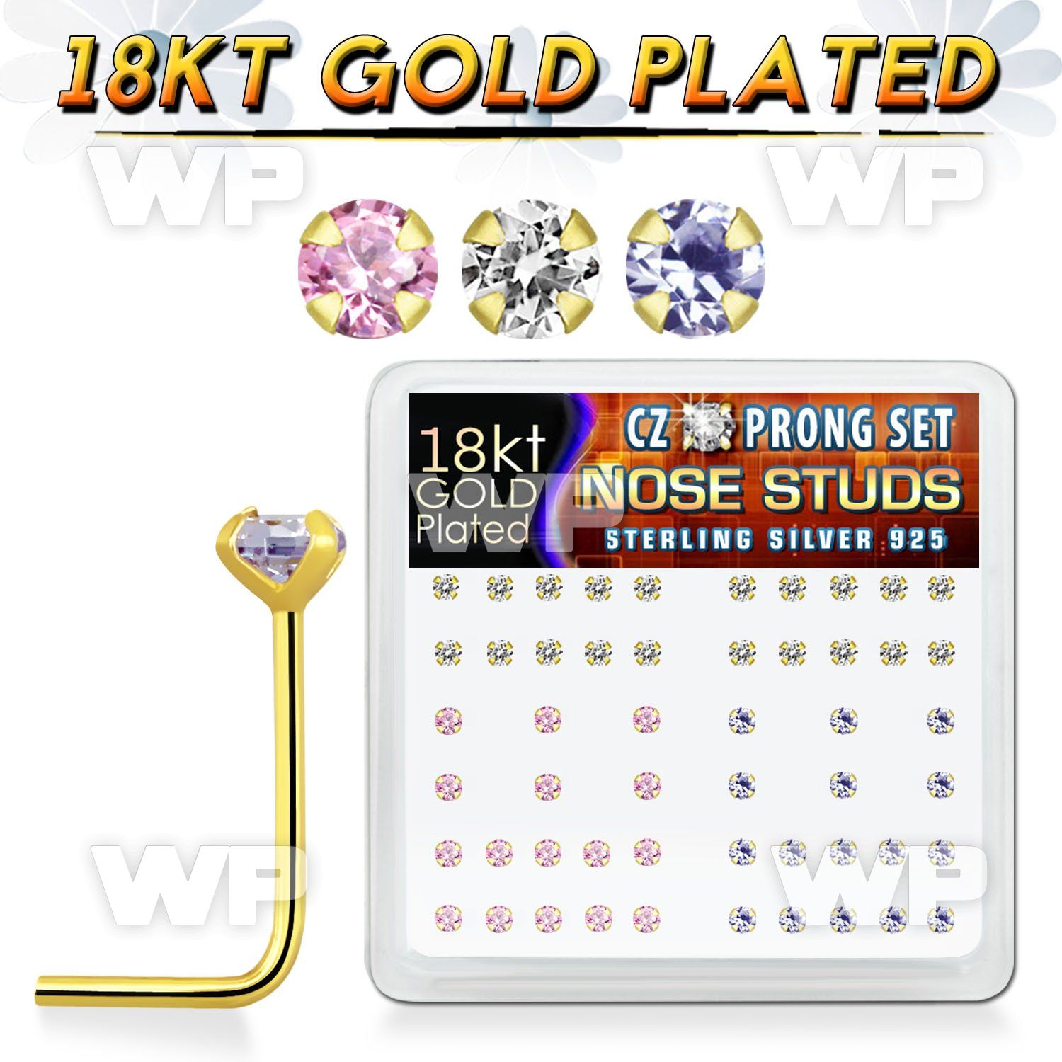 et3gkfj box w silver 925 l shaped nose studs 18k gold plated 2mm nose piercing