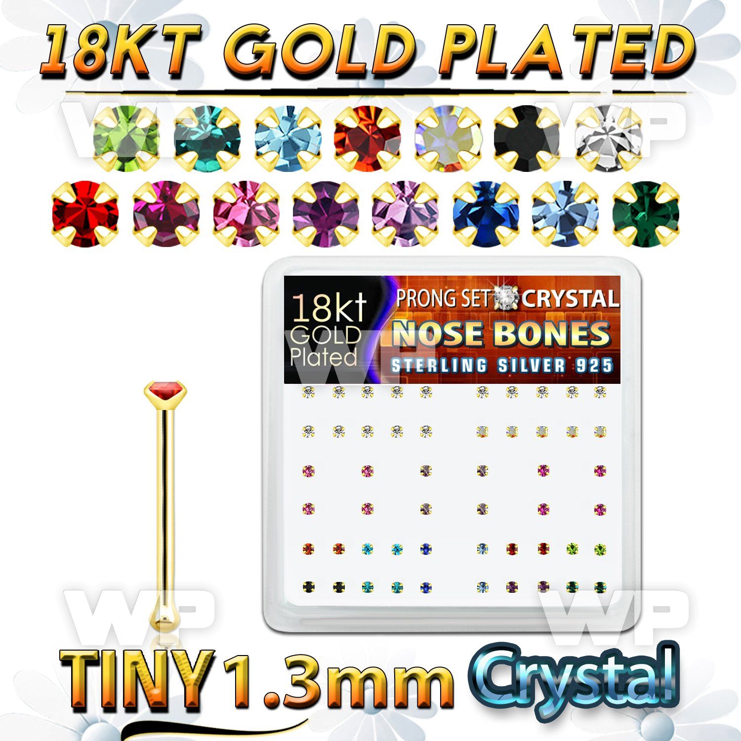 et4myfj box w silver 925 nose bone 18k gold plated tiny 1 25mm nose piercing