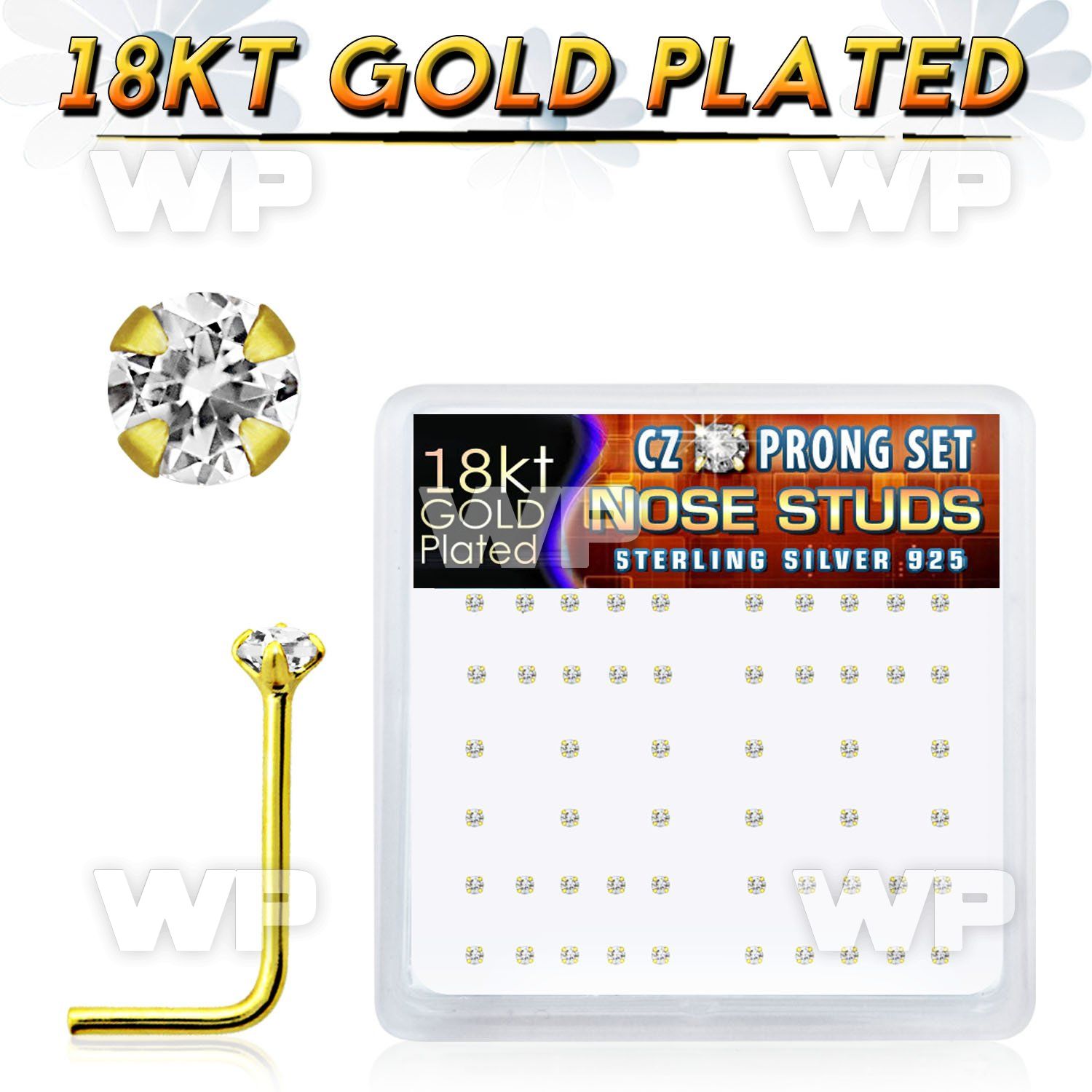 etu3g46 box w silver 925 l shaped nose studs 1 5mm round clear nose piercing