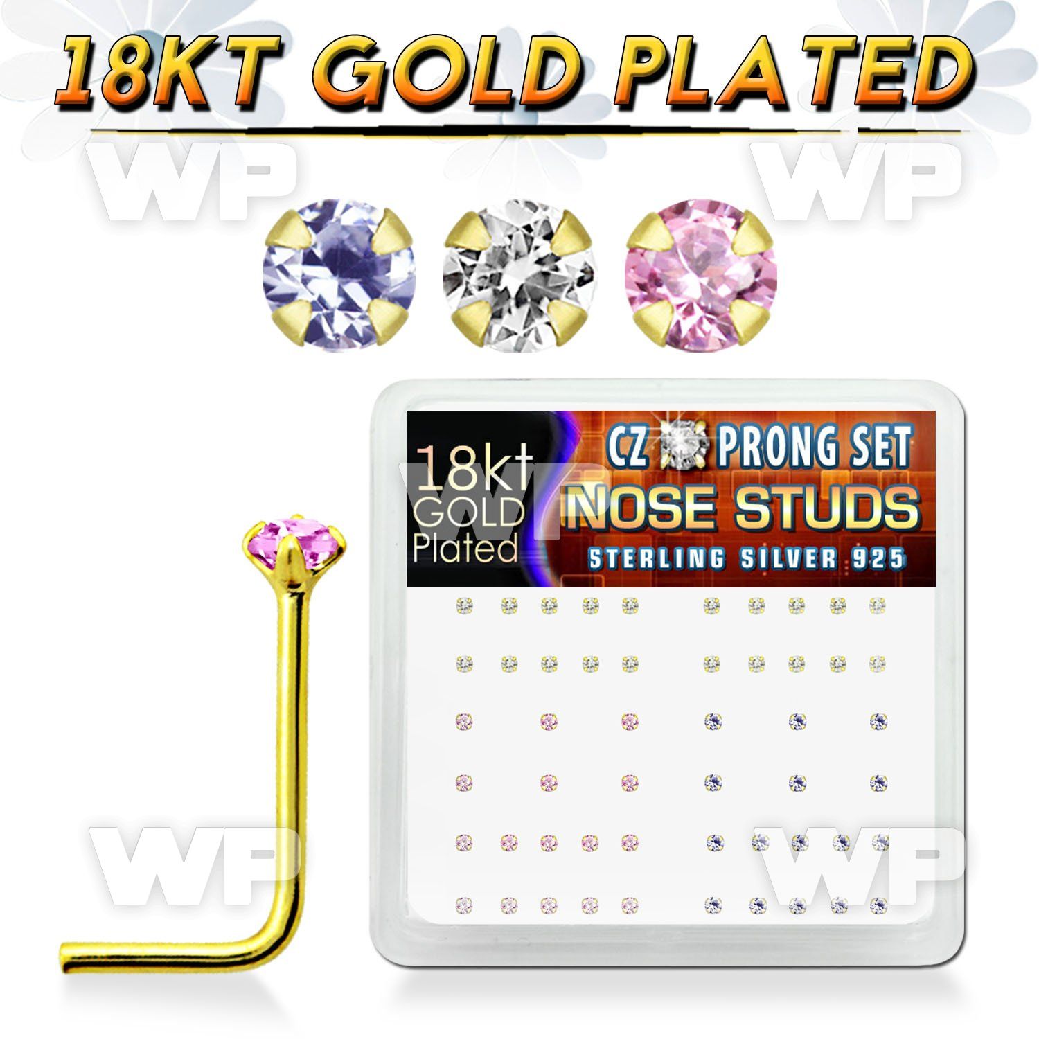 etu3g4j box w silver 925 l shaped nose studs 18k gold plated 1 5 nose piercing