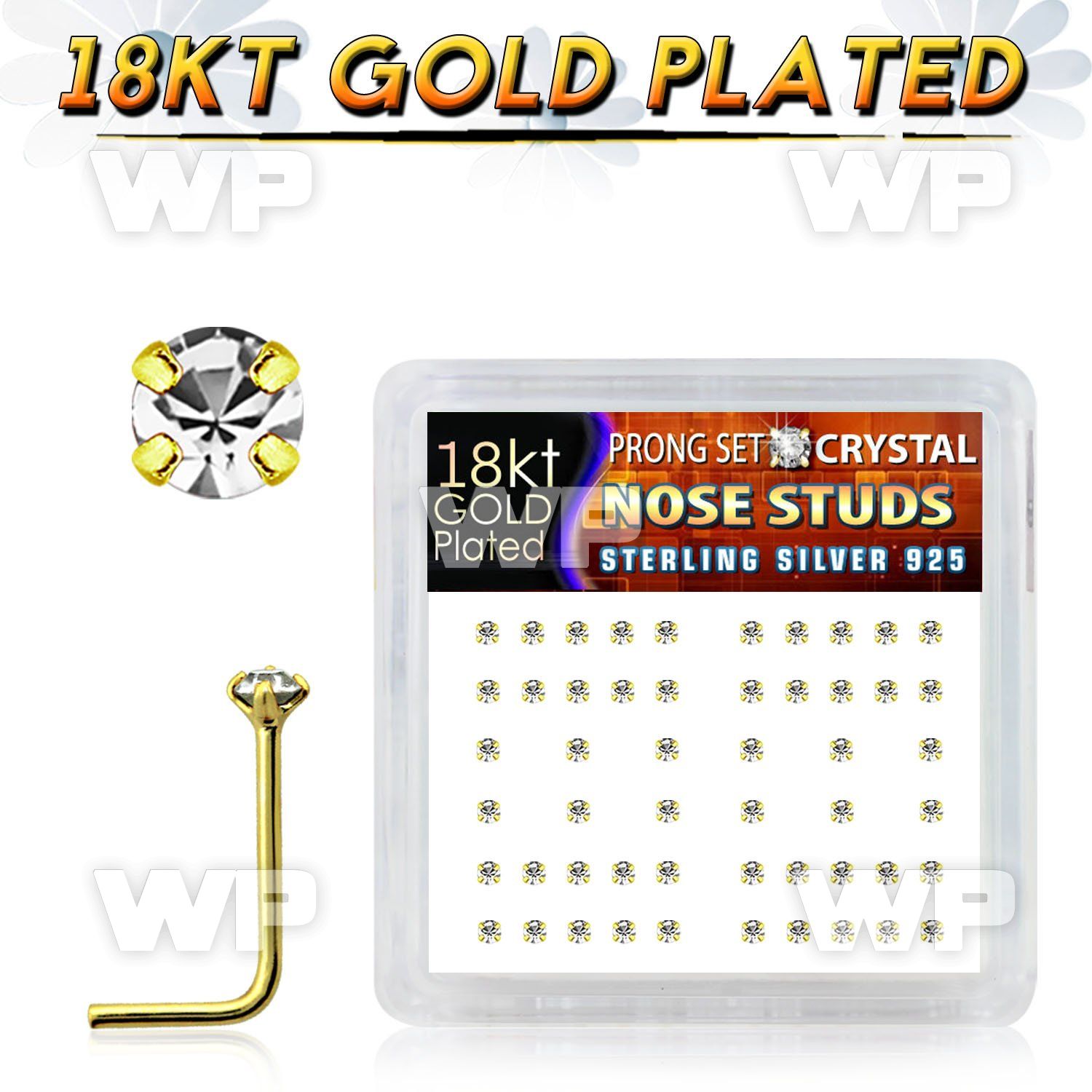 etu3mf6 box w silver 925 l shaped nose studs 0 6mm 18k gold pla nose piercing