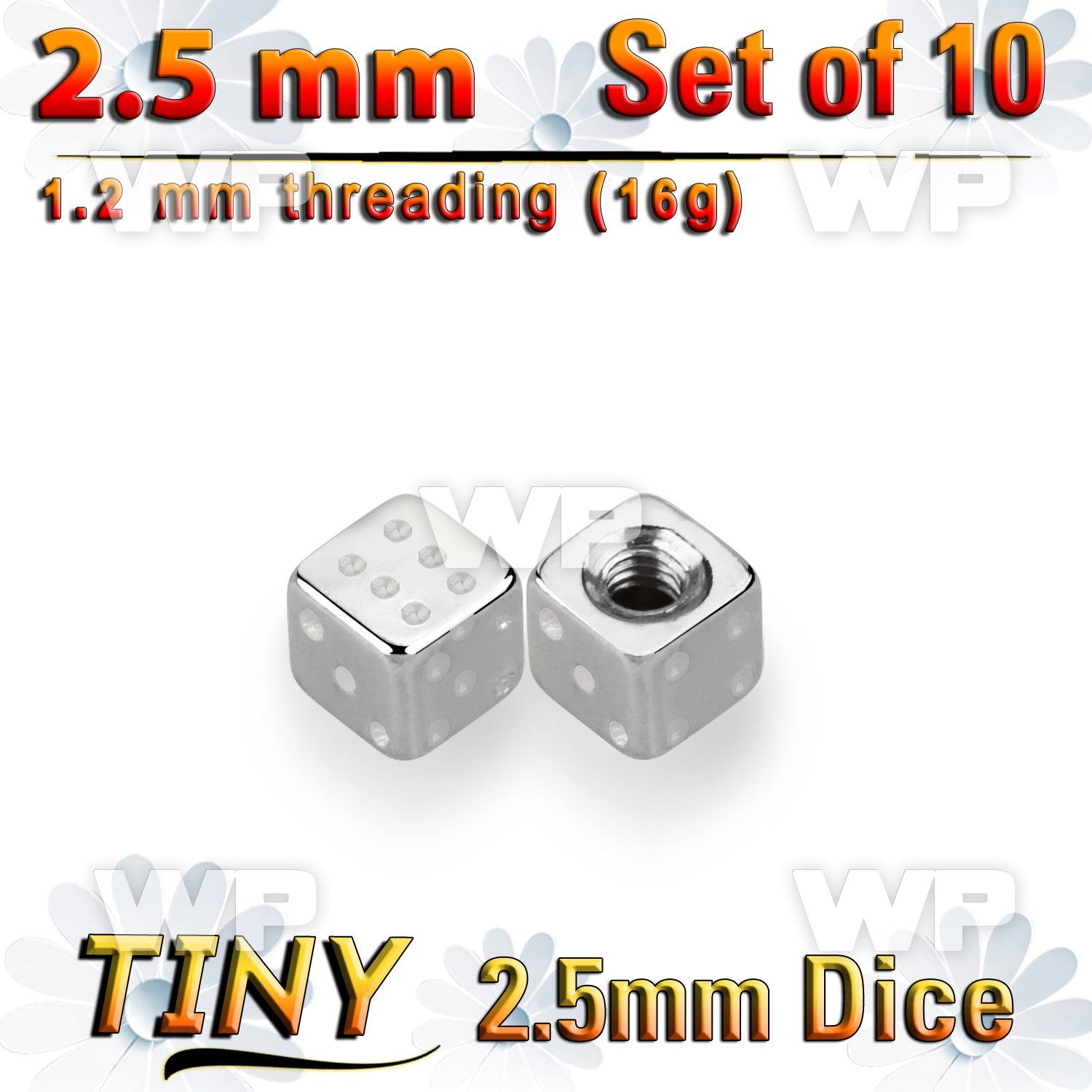 f318ks pack of 10 pcs of 2 5mm surgical steel dices threading 