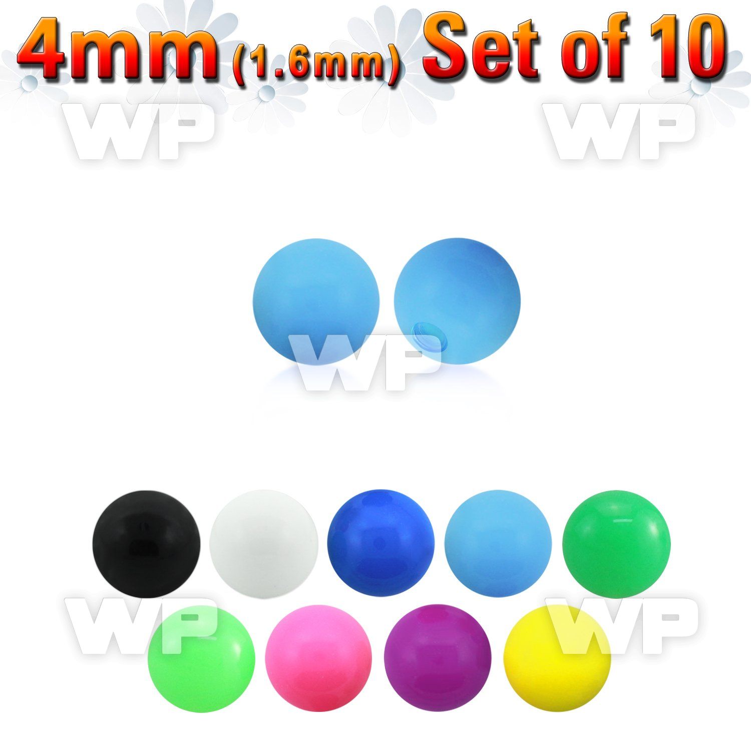 f3740 pack 4mm acrylic ball in solid colors1 6mm threading belly piercing
