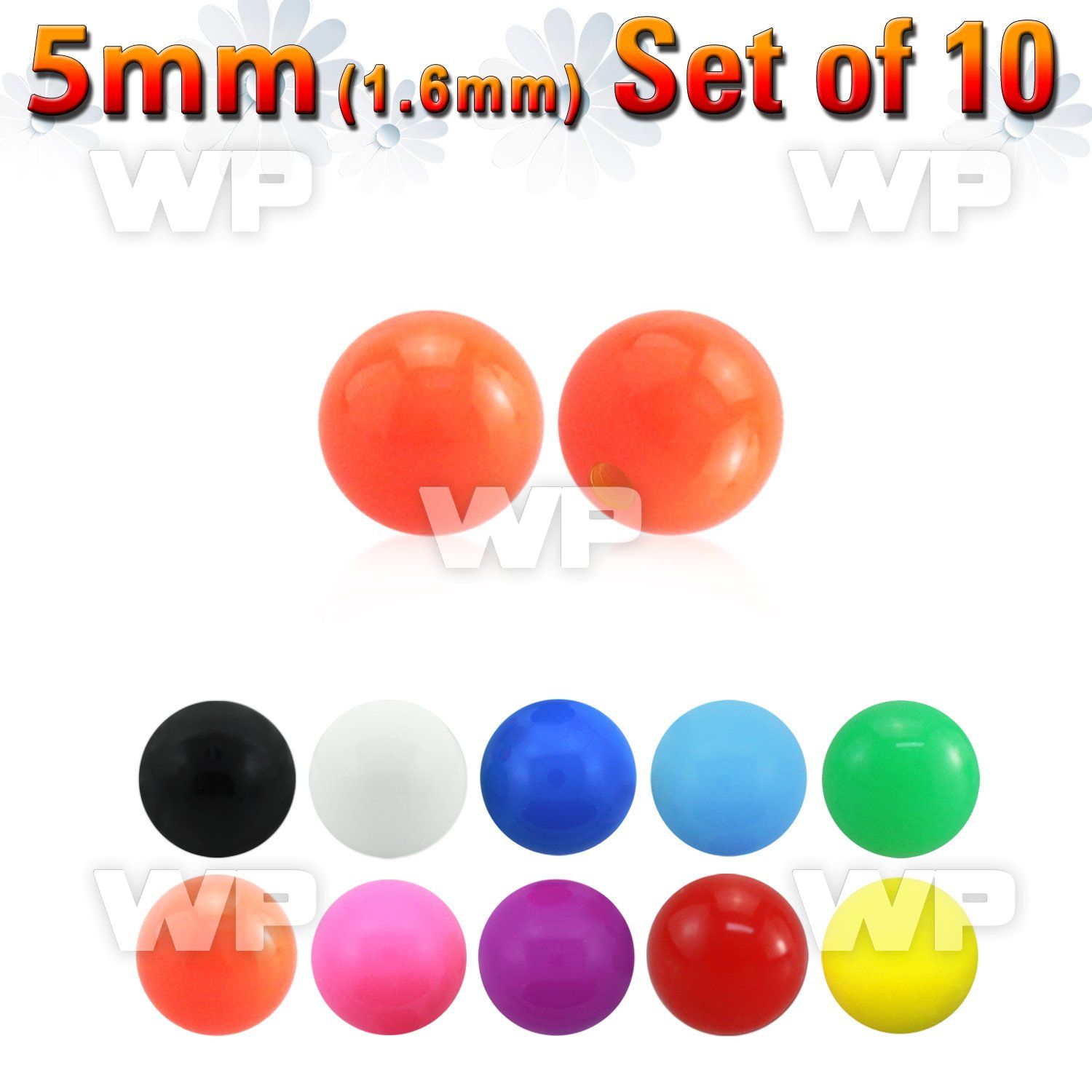 f374s pack 5mm acrylic ball in solid colors1 6mm threading belly piercing