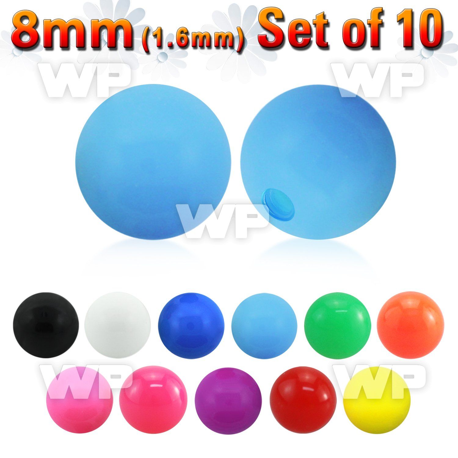 f374t pack 8mm acrylic ball in solid colors1 6mm threading belly piercing