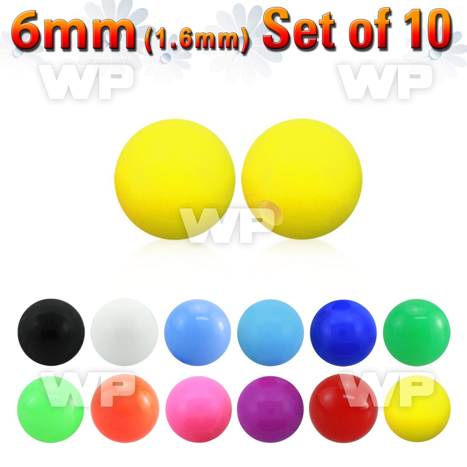 f374y pack 6mm acrylic ball in solid colors1 6mm threading belly piercing