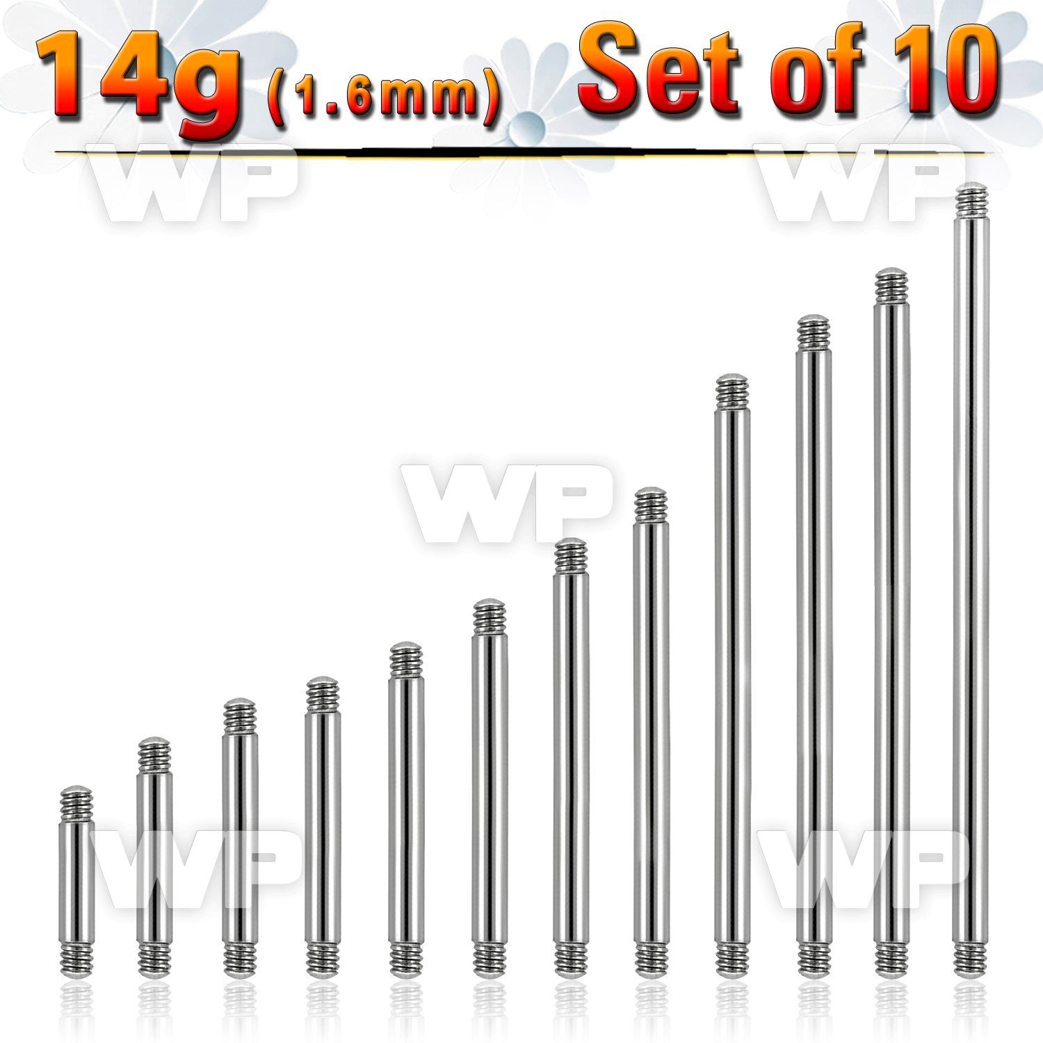 f44e0i pack 316l steel barbell posts threading 1 6mm nose bridge piercing
