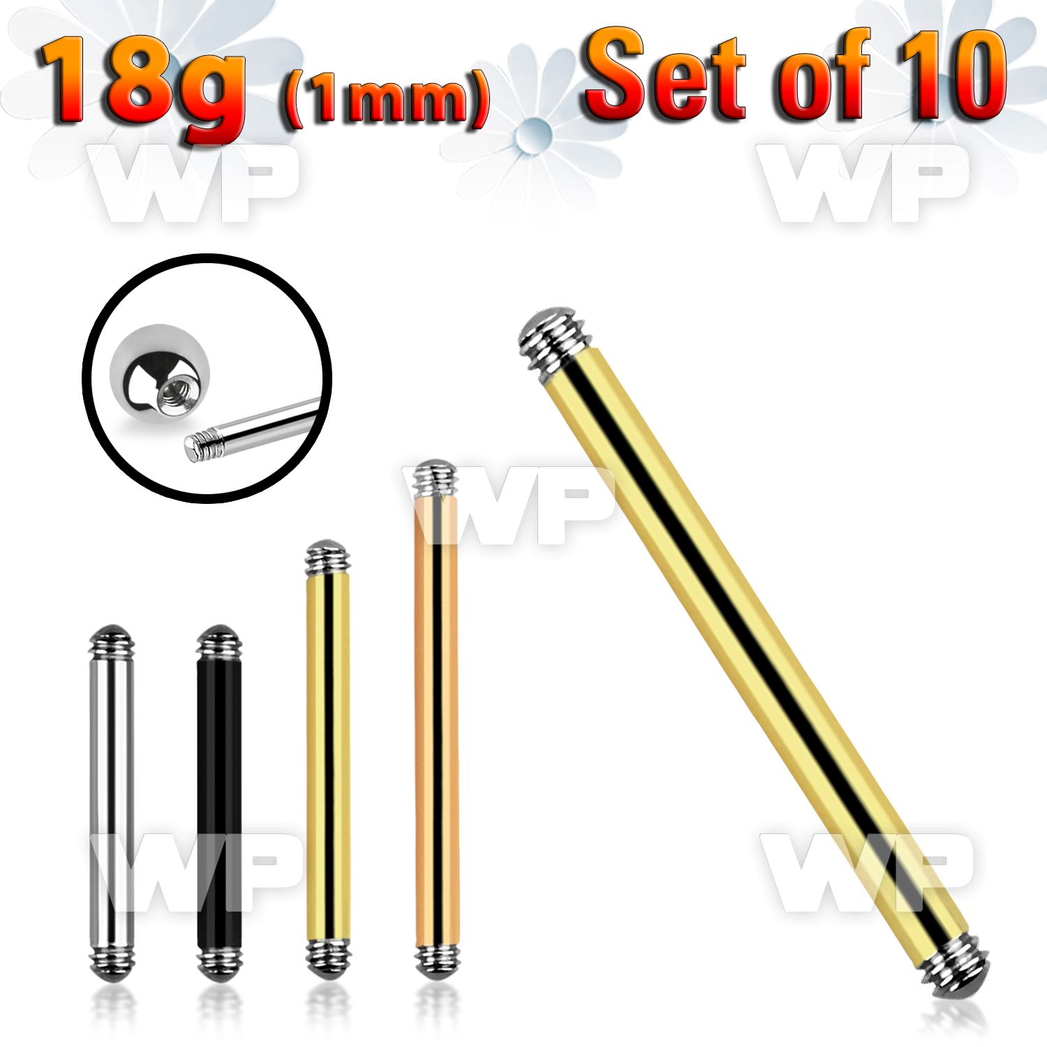 f44eti pack surgical steel bar posts 1 0mm threading 