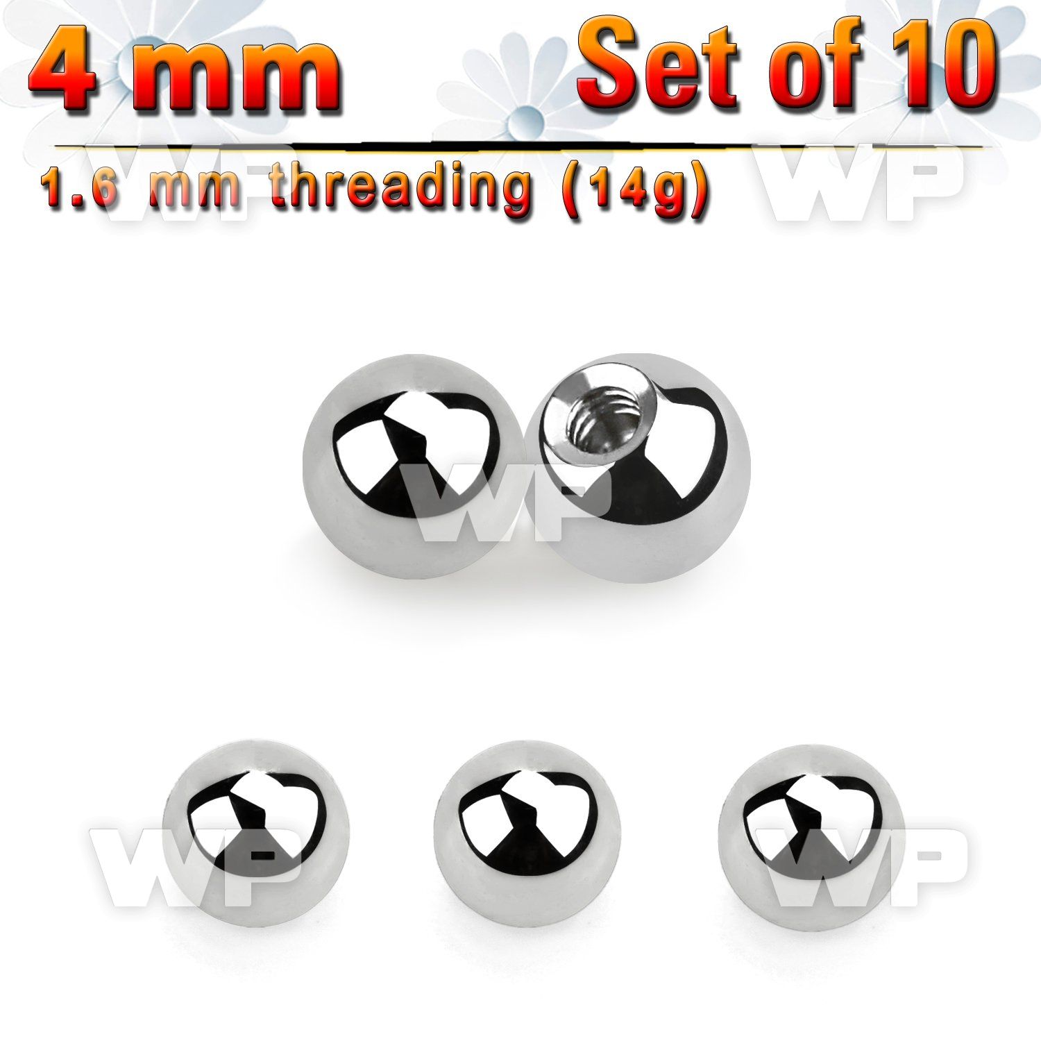 f47b0 pack 4mm surgical steel balls1 6mm threading belly piercing