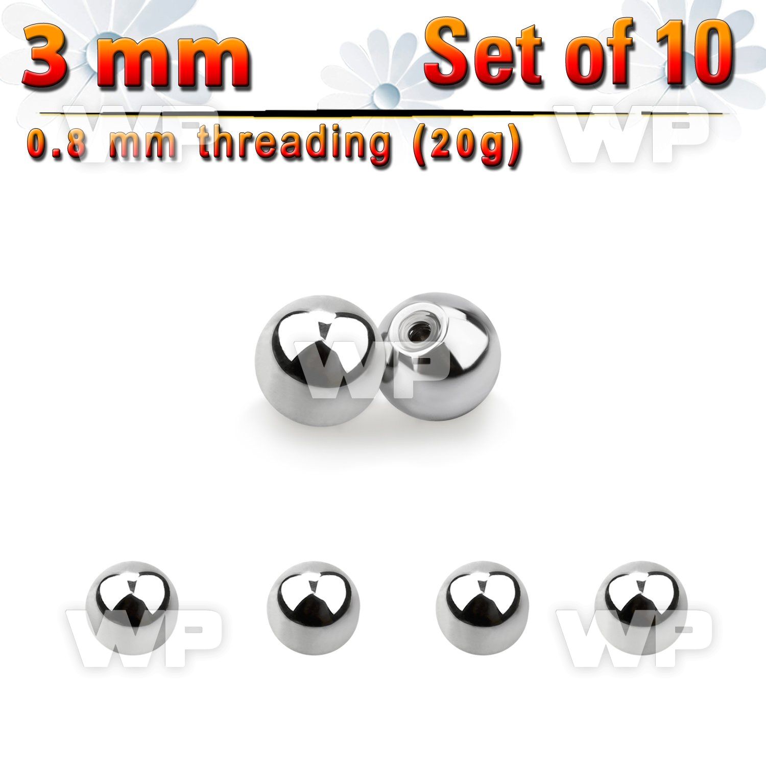 f47bzf3 pack 3mm surgical steel balls0 8mm threading belly piercing