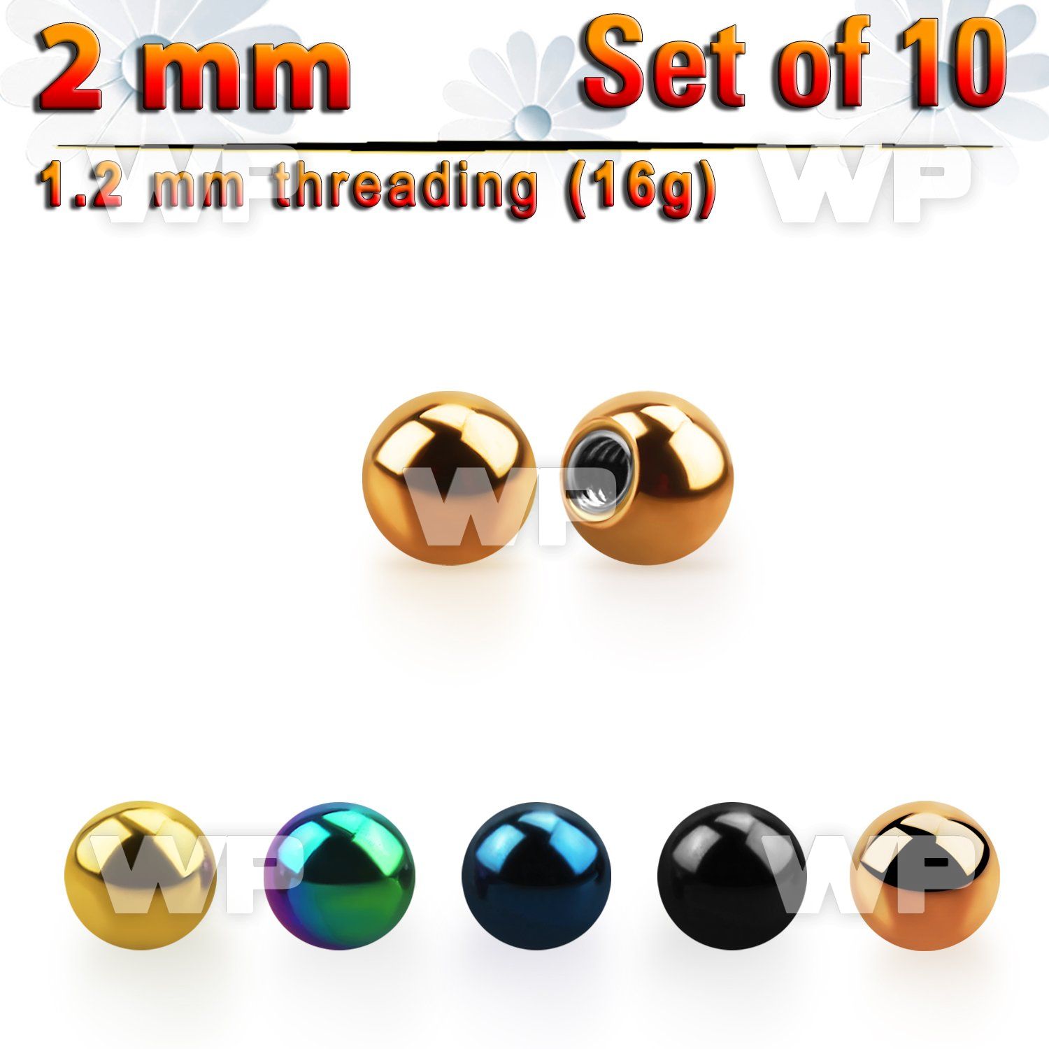 f4rk pack 2mm ion plated surgical steel ballsthreading 1 2mm belly piercing