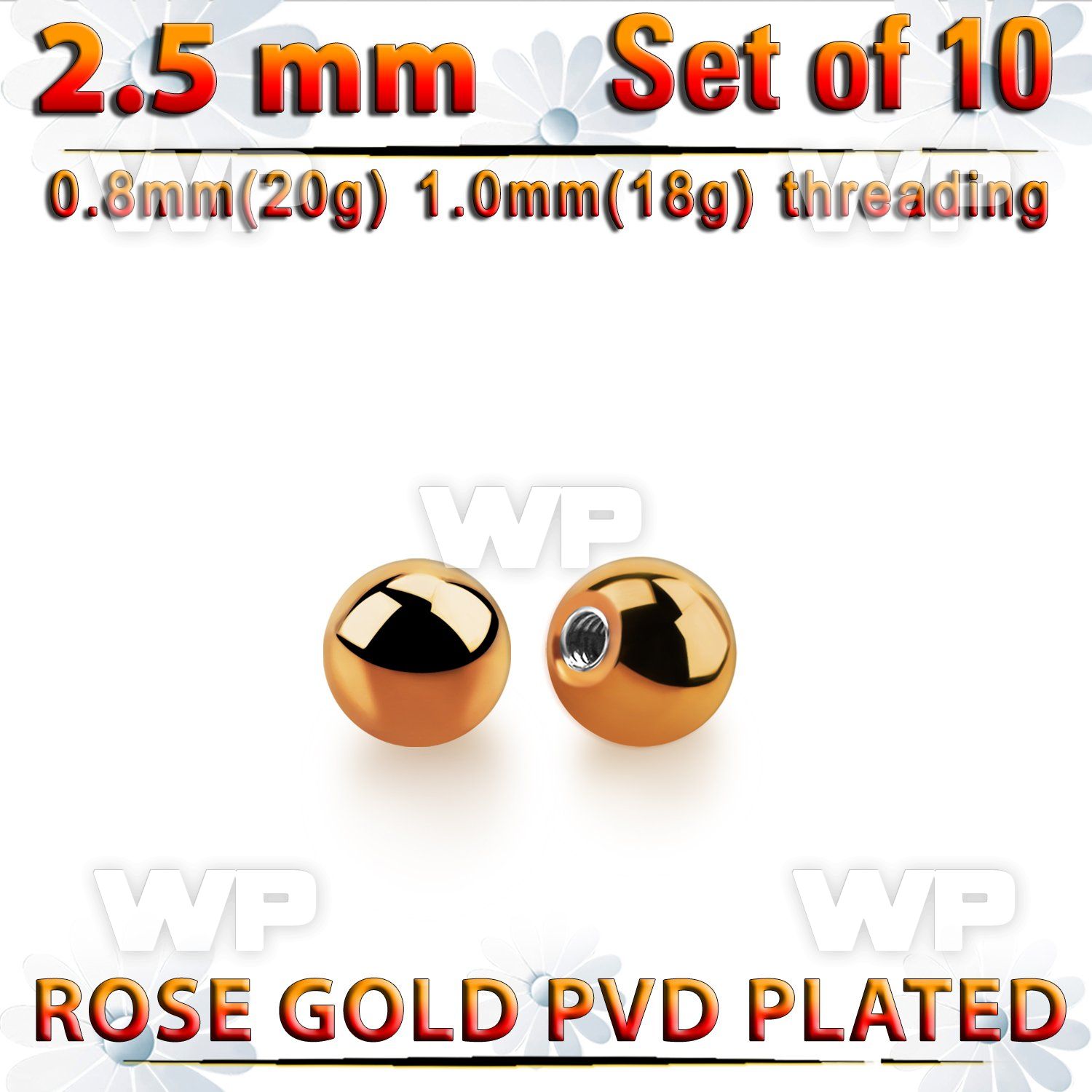 f4rrksf3 rose gold pvd plated surgical steel 2.5mm balls