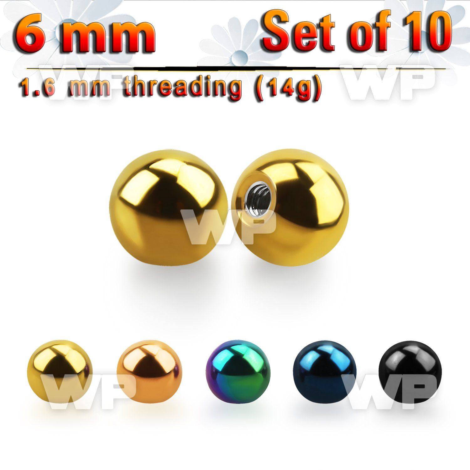 f4ryi pack 6mm ion plated surgical steel ballsthreading 1 6mm belly piercing