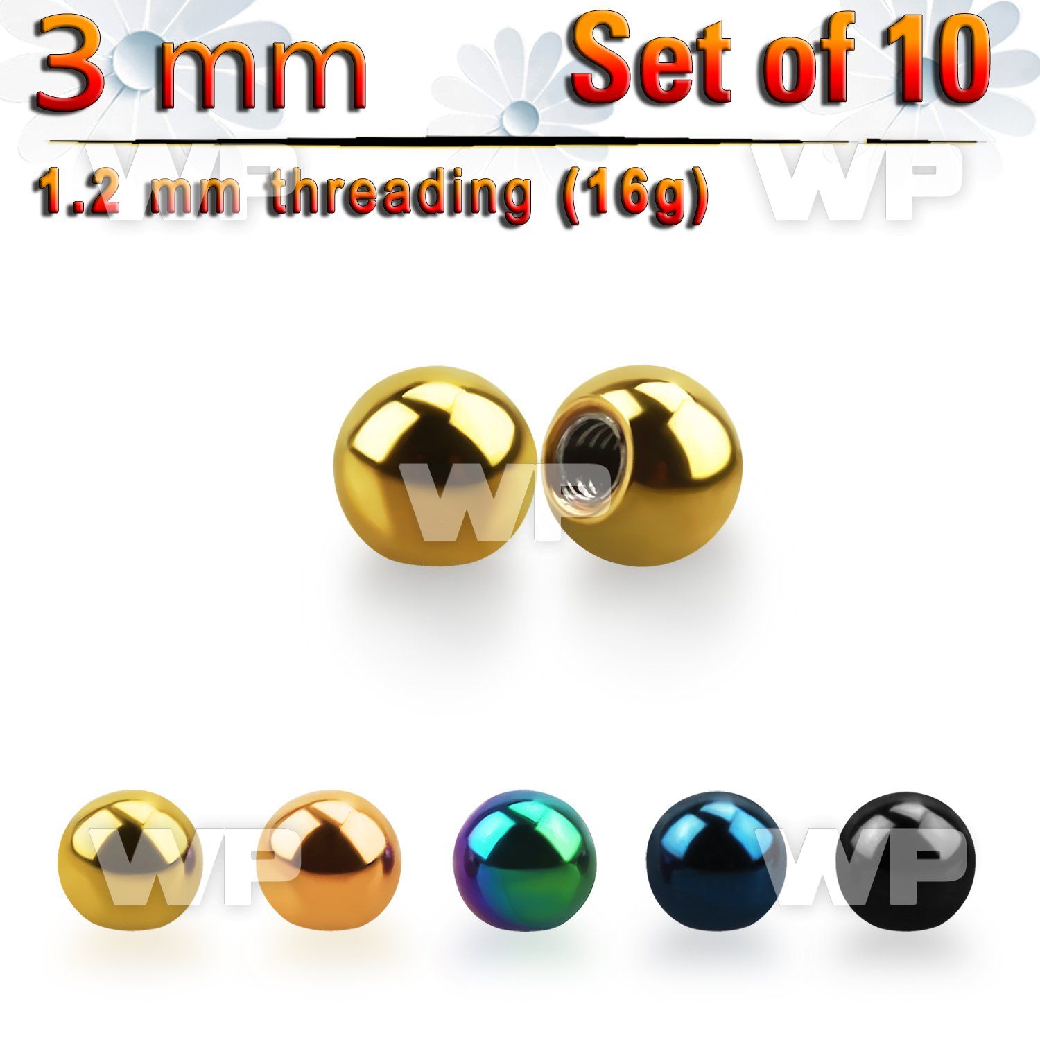 f4rz3 pack 3mm ion plated surgical steel ballsthreading 1 2mm 