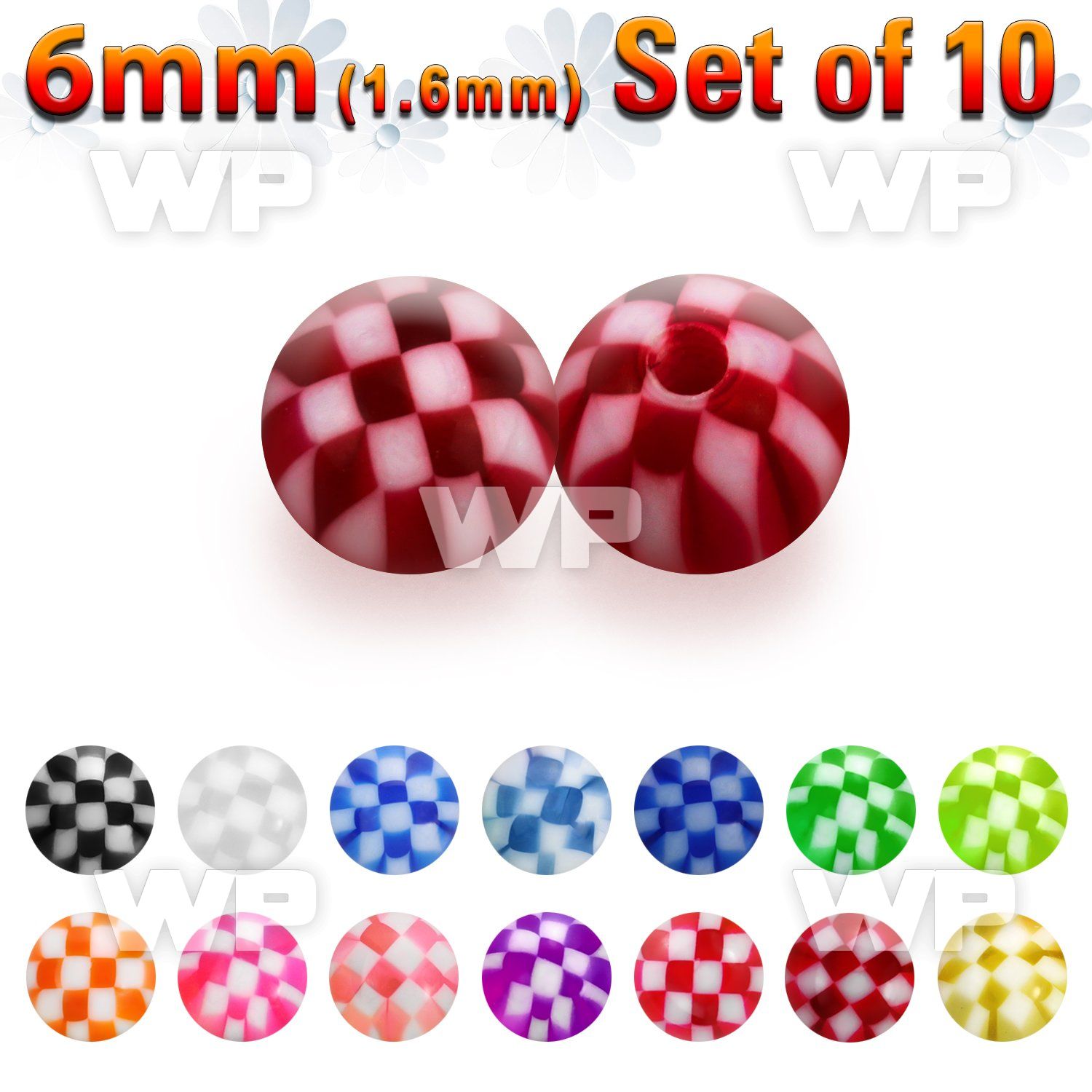 f6247by pack 6mm acrylic checker ball sthreading 1 6mm belly piercing