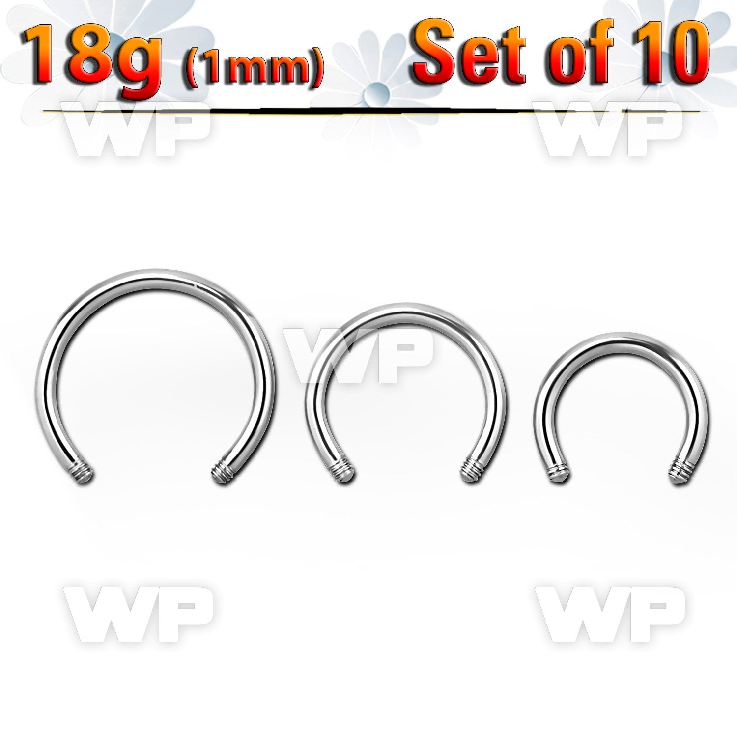 f64eti pack surgical steel cbr horseshoe posts 1 0mm threading 