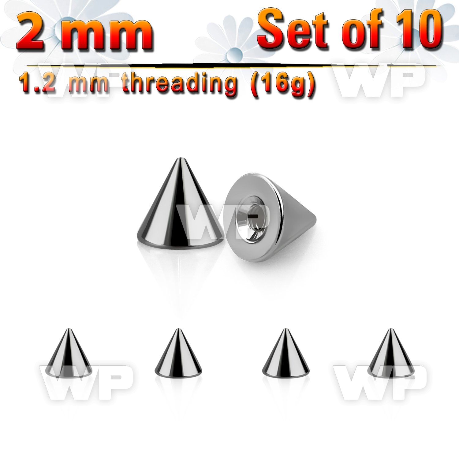 f65uk pack 2mm surgical steel cones threading 1 0mm 