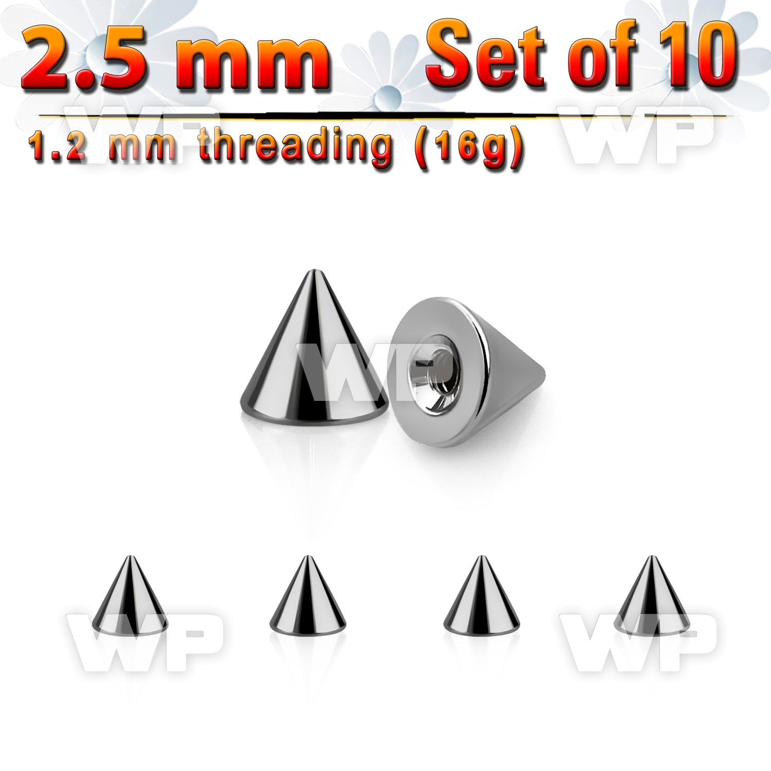 f65uks pack 2 5mm surgical steel conesthreading 1 2mm 