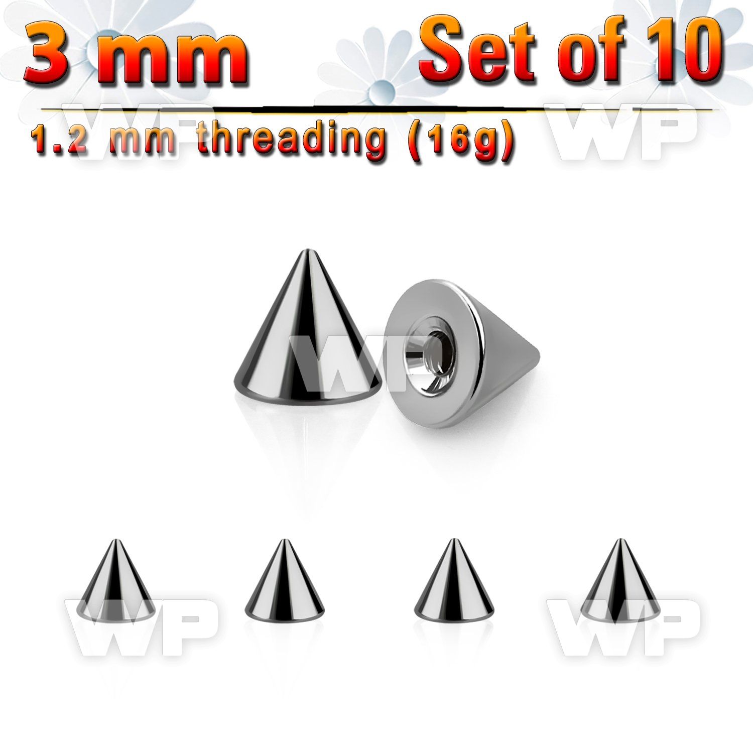 f65uz pack 3mm surgical steel cones threading 1 2mm 