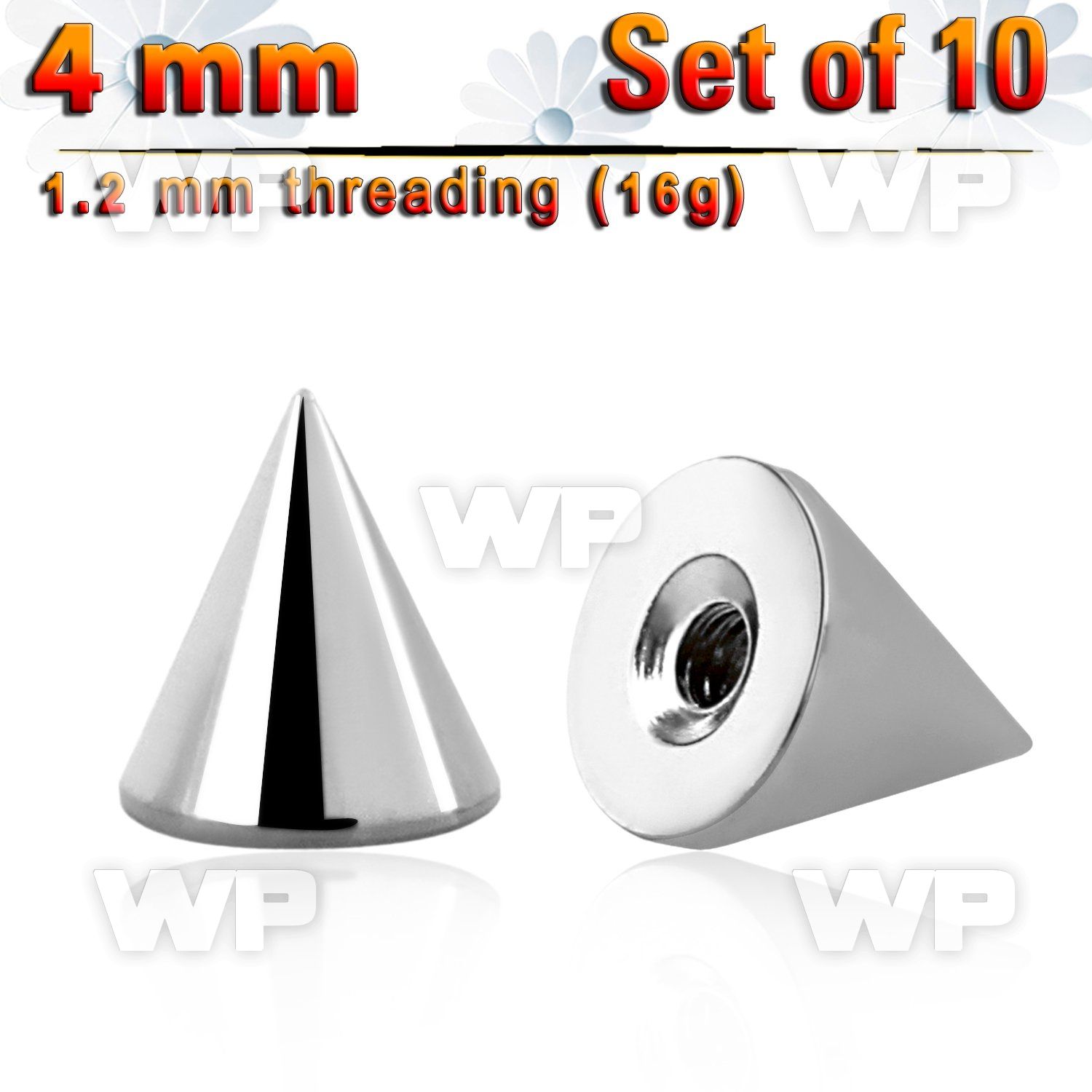 f6u03 pack 4mm surgical steel cones threading 1 2mm 