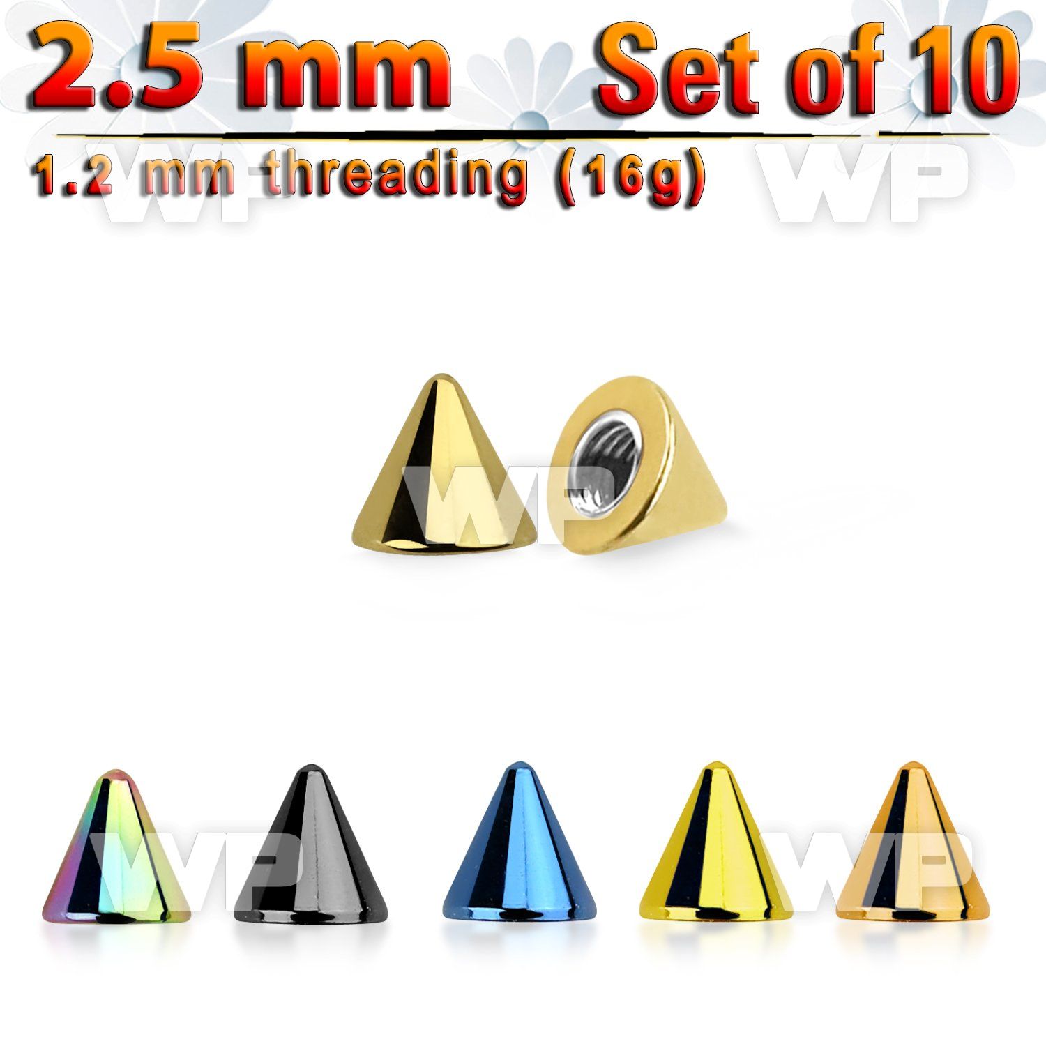 f6urks pack 2 5mm ion plated surgical steel conesthreading 1 2mm belly piercing